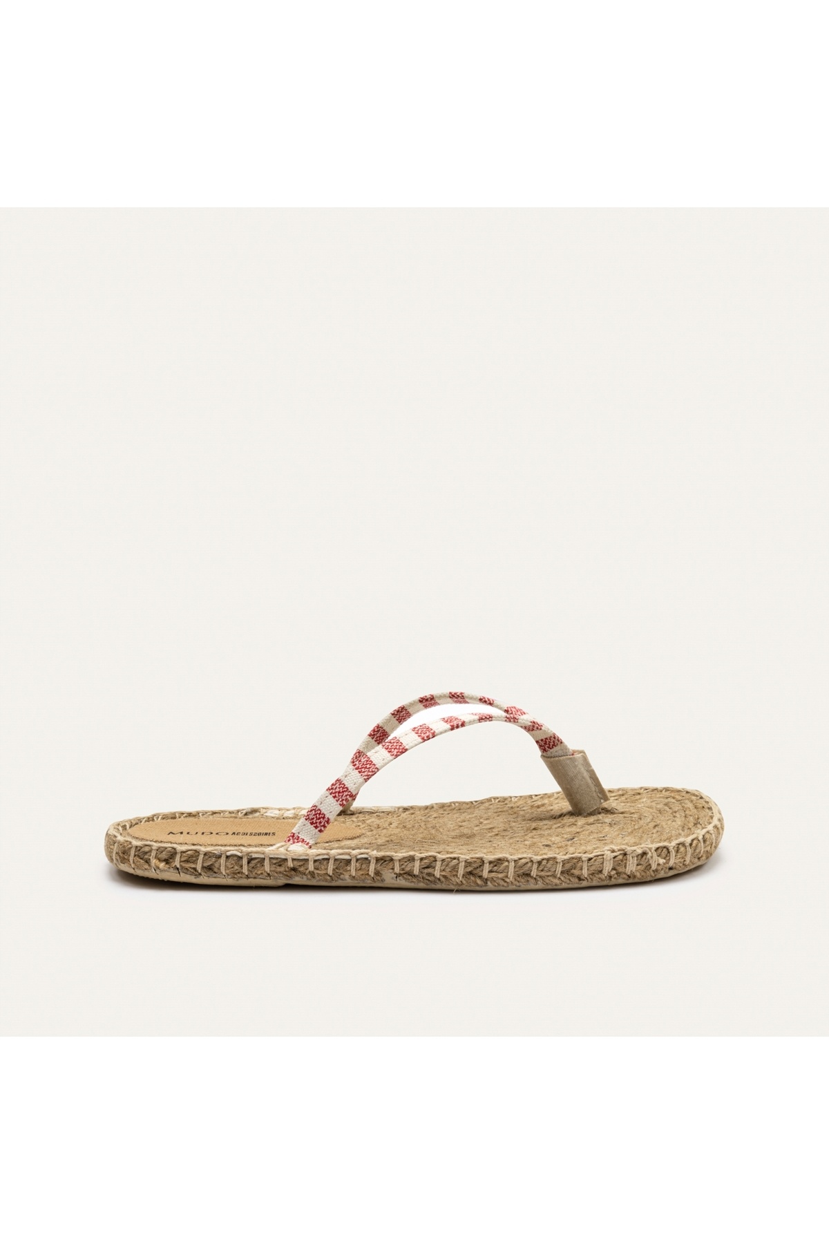 Mudo-Striped Finger Flip Canvas Slippers 2