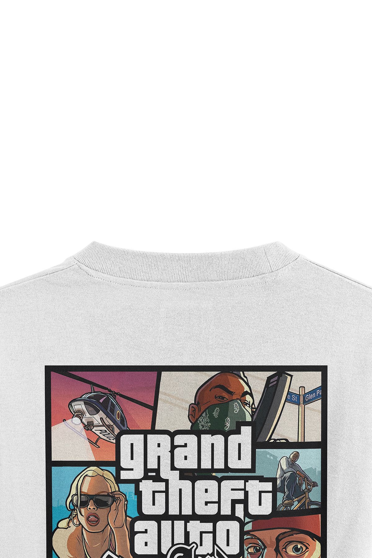 Overoz-Gta San Andreas Back Printed Semi Oversize T-Shirt 1364 4