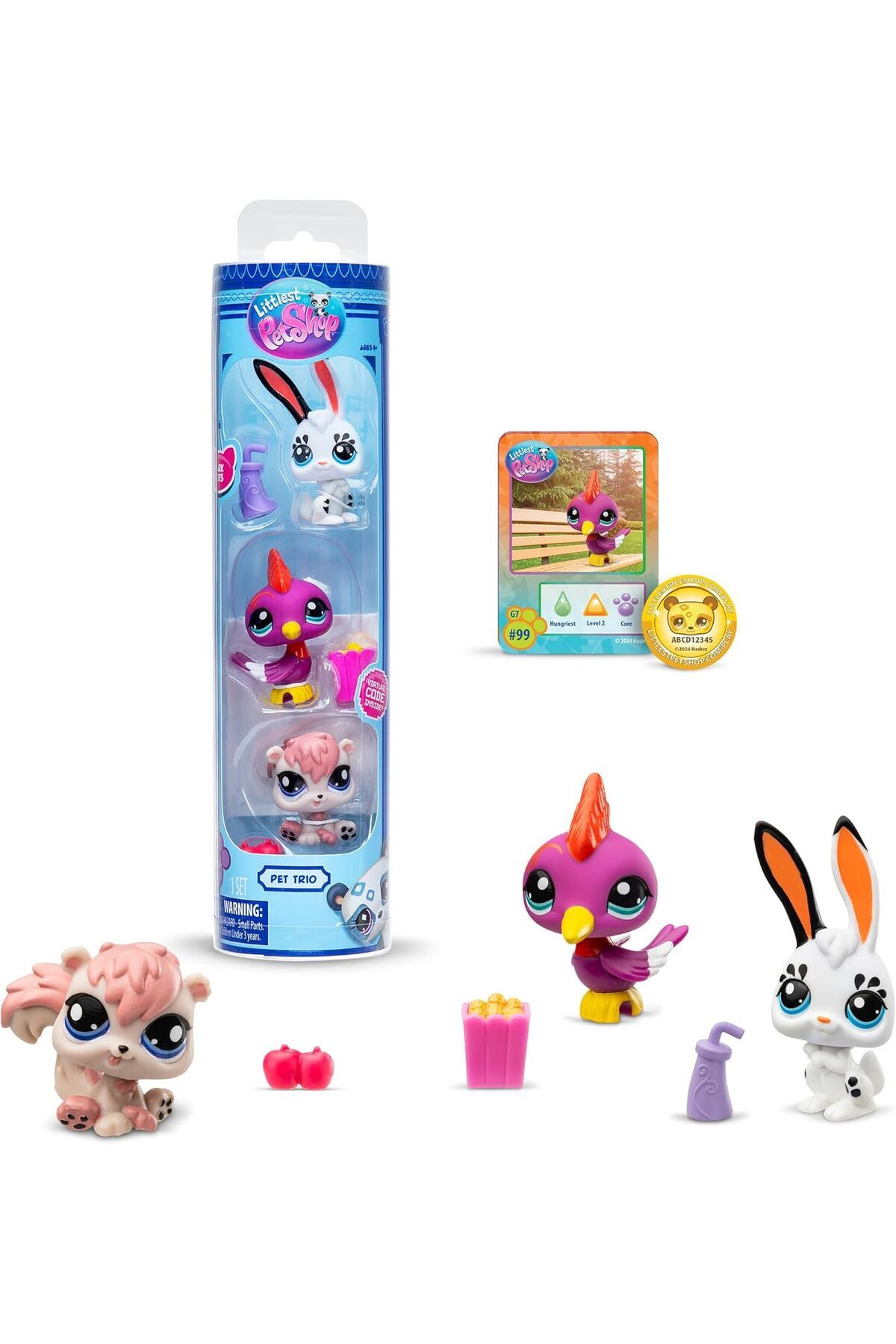 Mu Art Ahşap Mrt Pet Shop Bandai Park Pets BF00598 seti, 3 evcil hayvan, aksesuar, koleksiyon kartı ve sanal kod