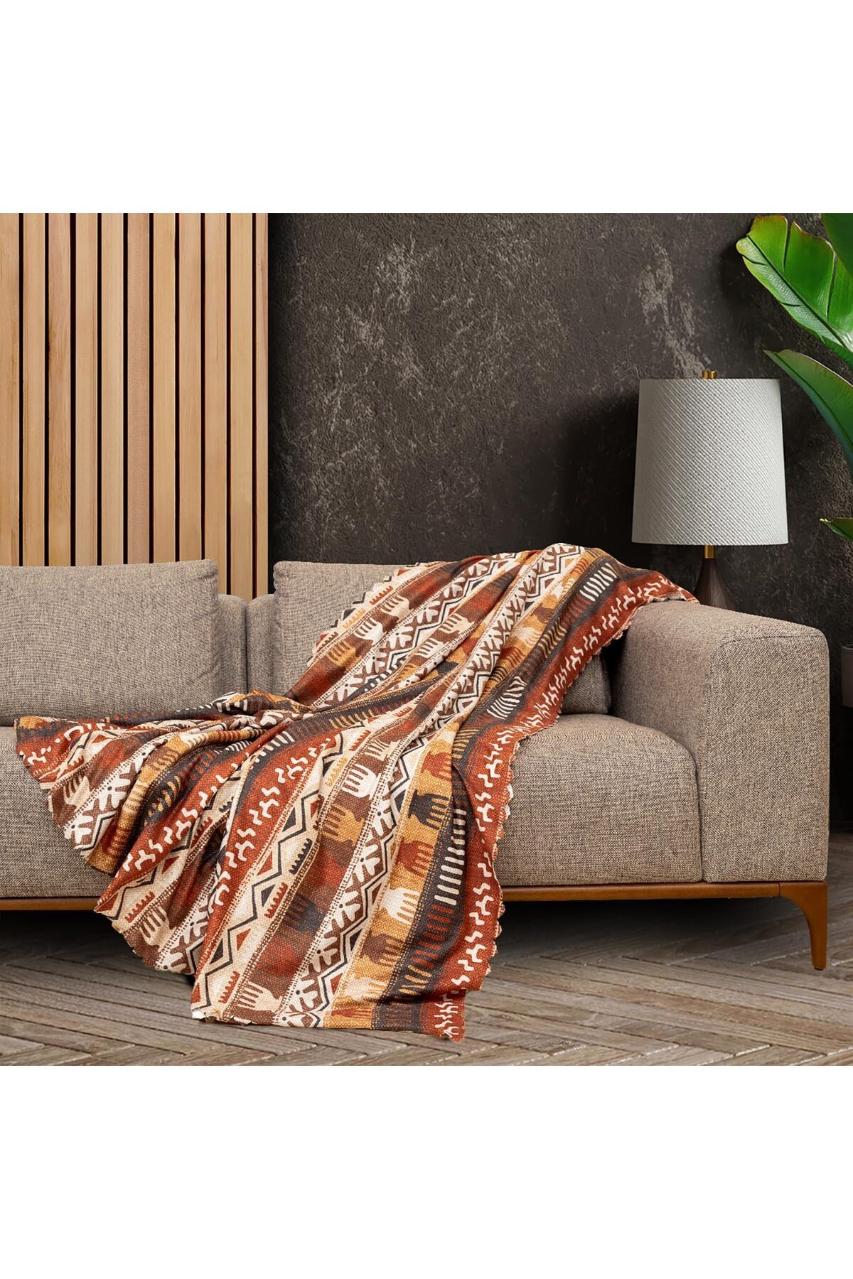 LUXE CONCEPT SoftMicro Boho Etnik Desenli Mikrofiber Koltuk Örtüsü ve TV Battaniyesi, Koltuk Şalı,