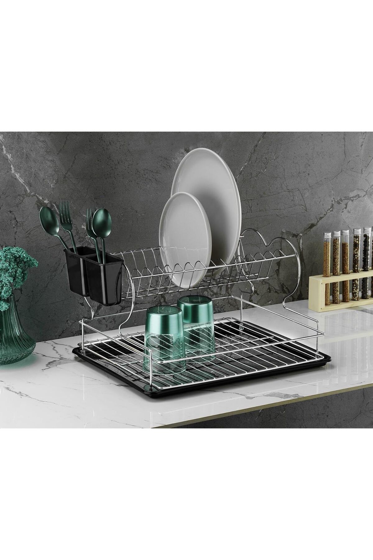 STOREMAX SRT Banyo Krom Bulaşıklık Bulaşık Süzgeci İki Katlı Tabaklık FxYM 1126906