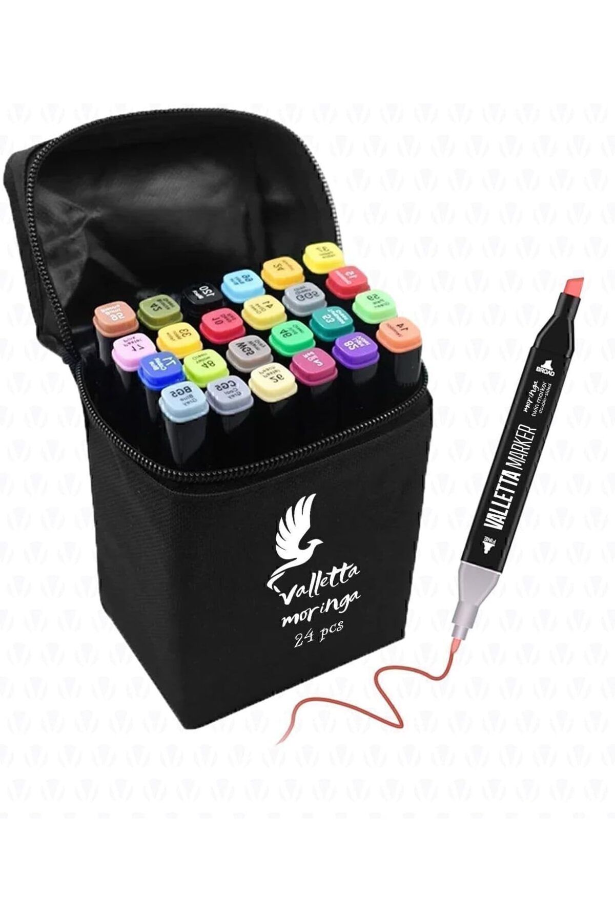 LUXE Moringa 24'lü Çift Taraflı Art Marker Keçeli Kalem Seti Çantalı LXSHP 1055529