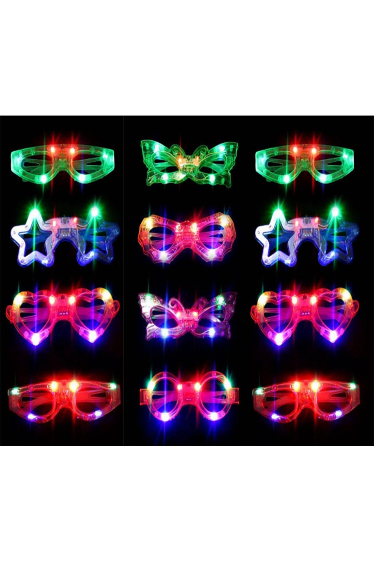 Mu Art Ahşap Mrt Led Işıklı Karışık 6 Model Yanar Söner Parti Gözlüğü 12 Adet Art 871301