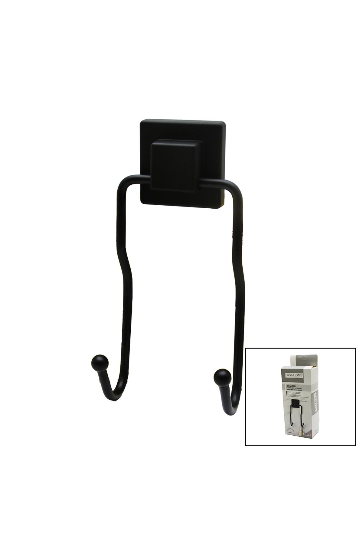 STOREMAX ELZ SİYAH - 2Lİ METAL SARKIK ASKI KARE GÜÇLÜ YAPIŞKANLI 8X9X19CM FRNTR 1127478