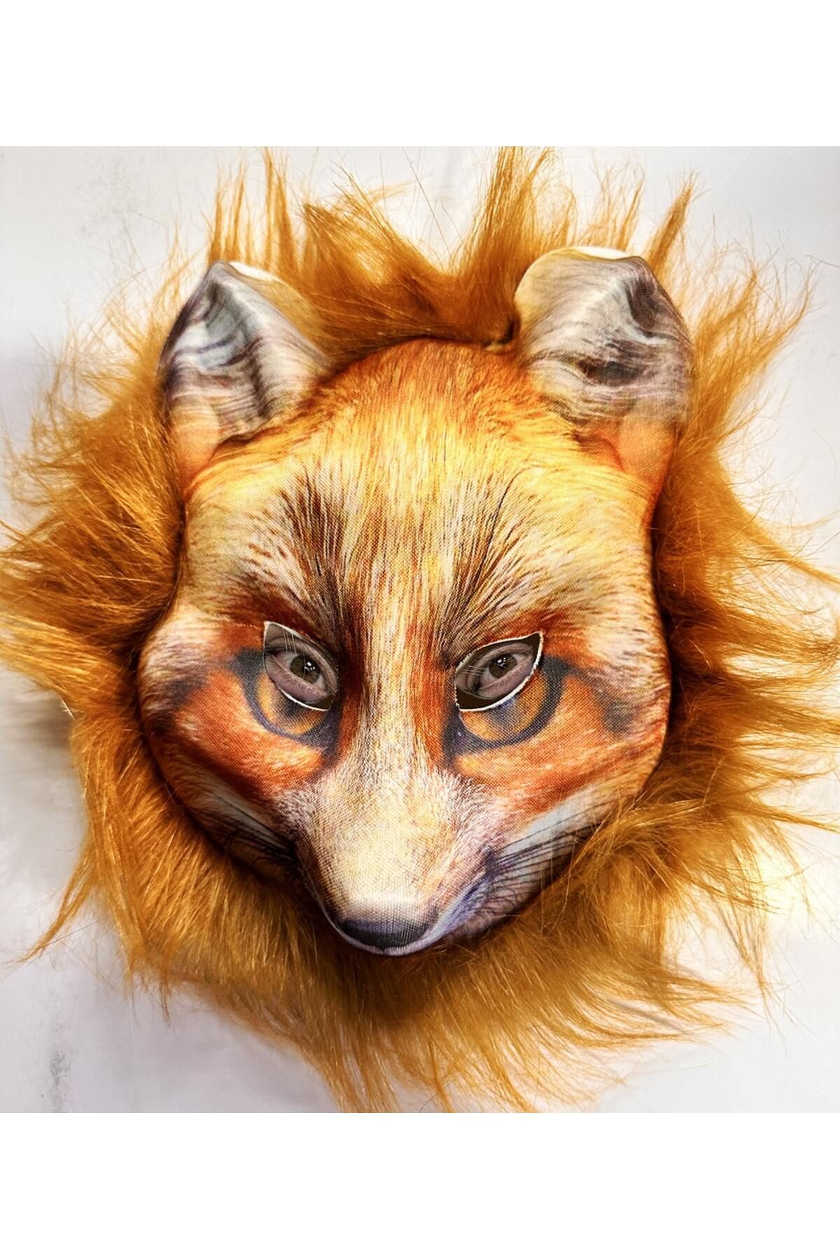 Mu Art Ahşap Mrt Kahverengi Peluş Saçlı Tilki Maskesi Peluş 29 No Art 871301