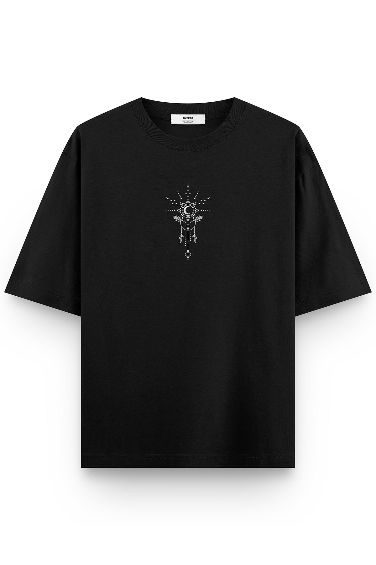 Overoz-Μαύρο μπλουζάκι Oversize Minimal Illustration Πίσω Τυπωμένο Oversize Unisex Tshirt 1353 3
