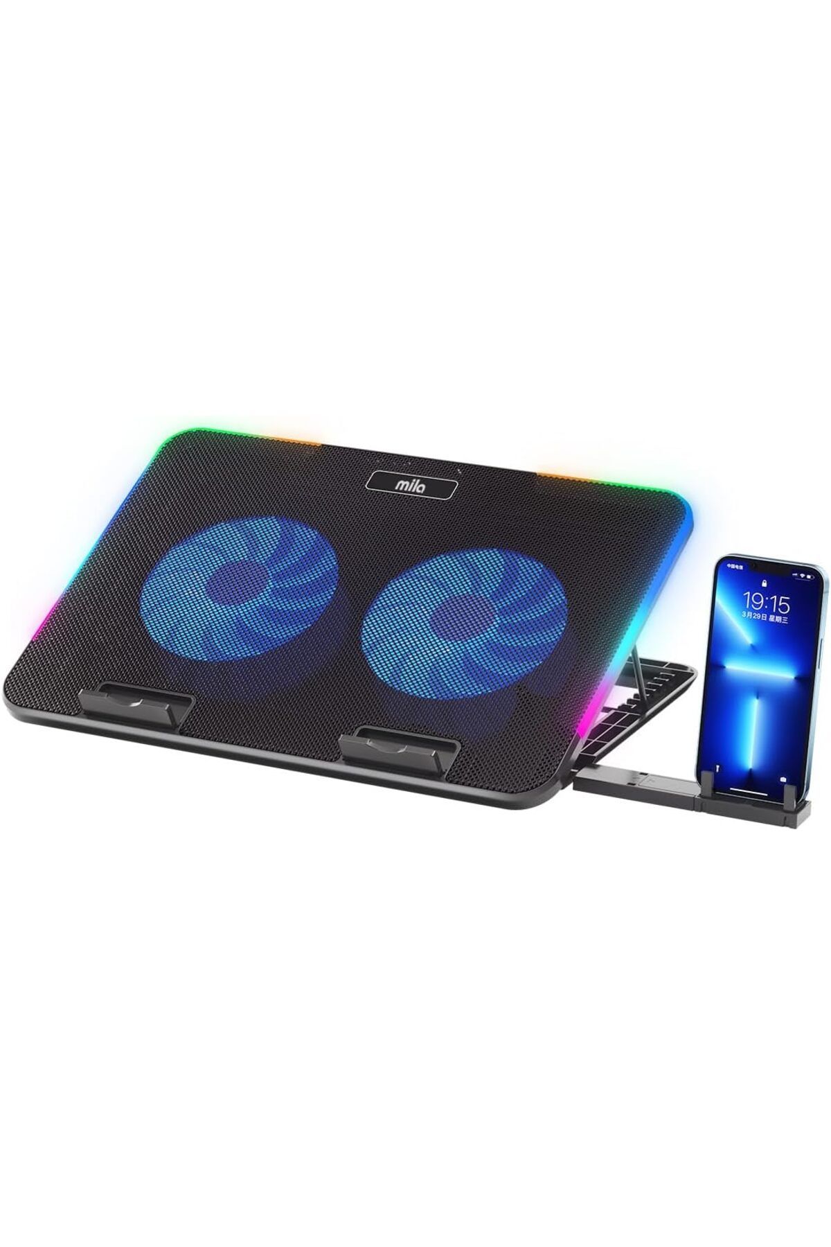STOREMAX OZN Mila Serisi M2 R-TYPE RGB Işıklı, 2 Büyük Fan, Telefon Standı,2 USB Notebook Soğutucu Sta