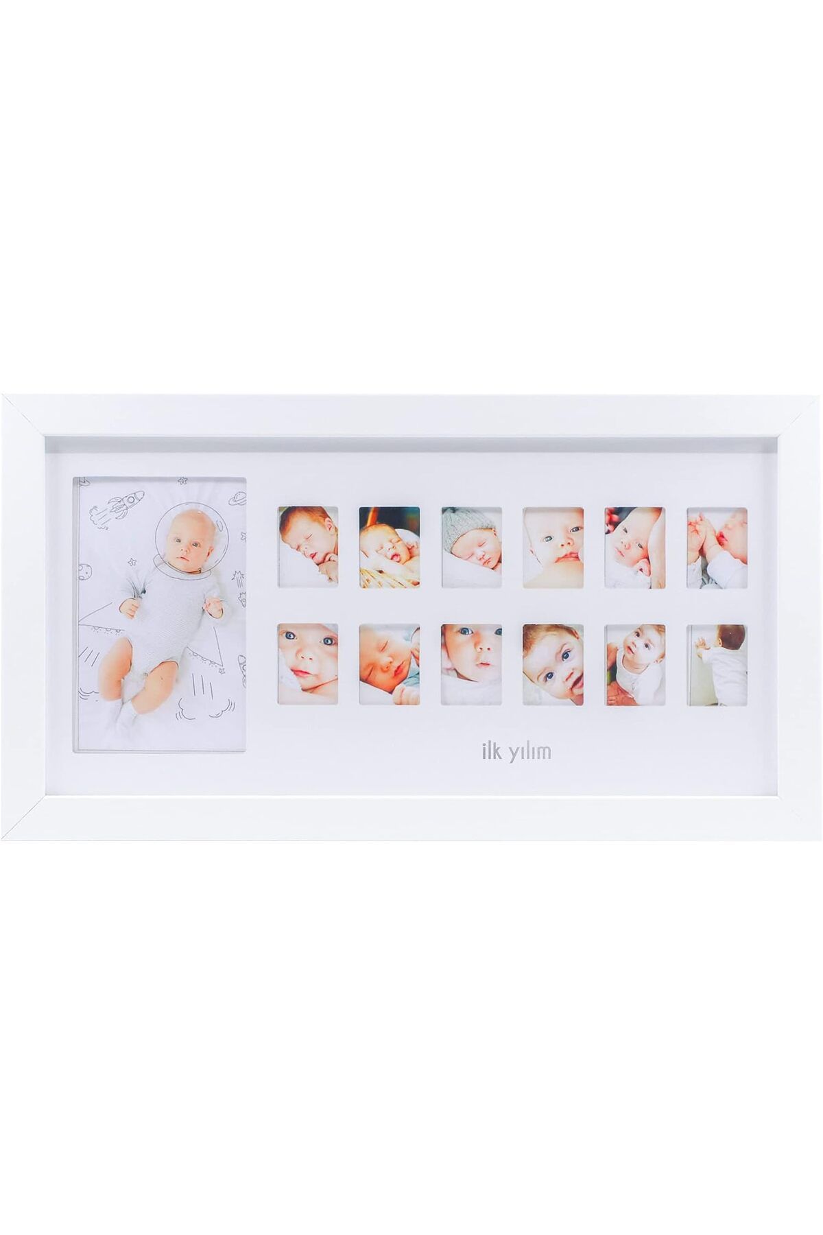 Mu Art Ahşap Mrt İlk Yılım Fotoğraf Anı Çerçevesi - Dekoratif Bebek Odası 12 Aylık Resim Hatıra Çerçe