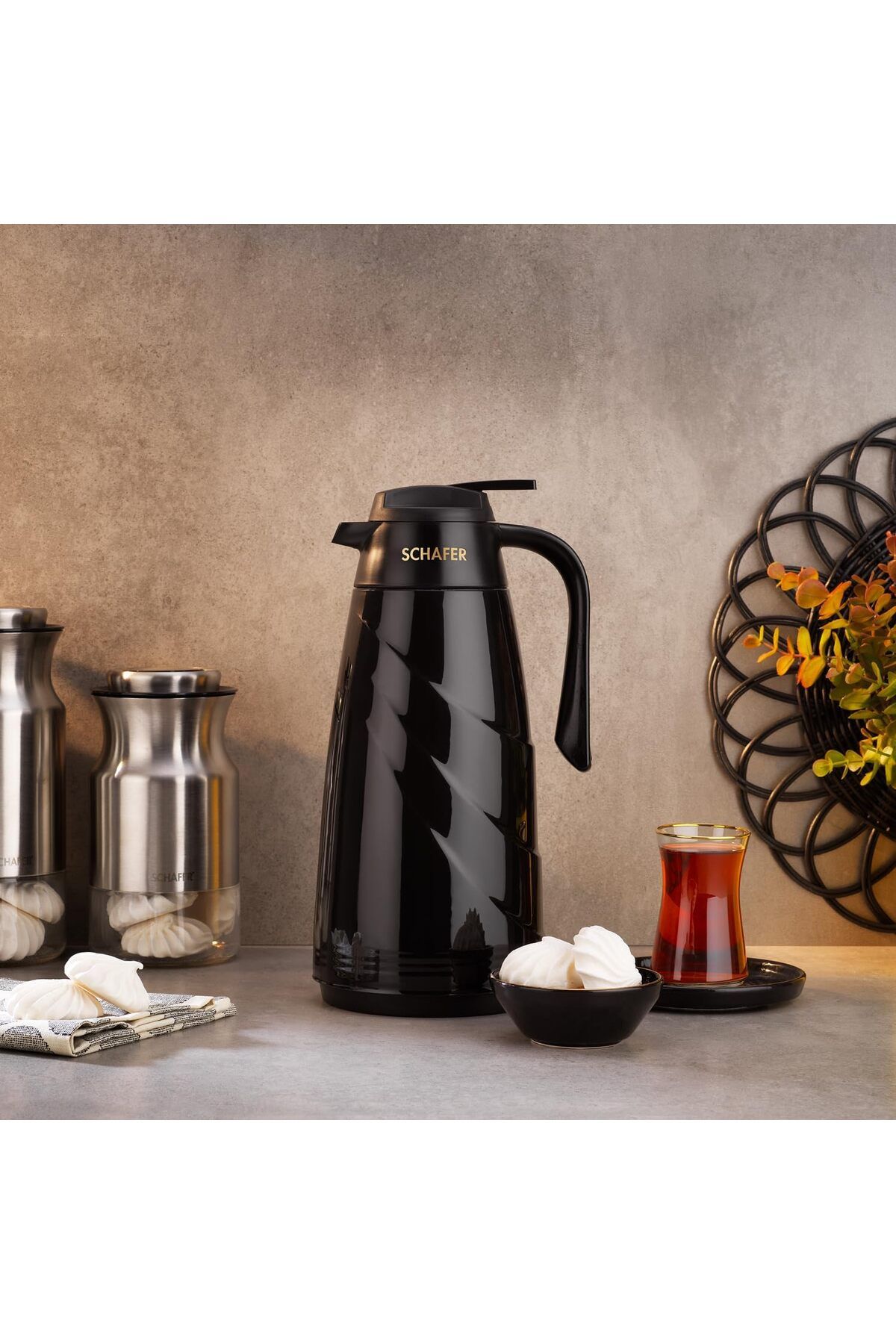 STOREMAX Sbl Kitchenhouse Mimoza 1,5 L Cam Termos-Siyah SBLShp 1064356