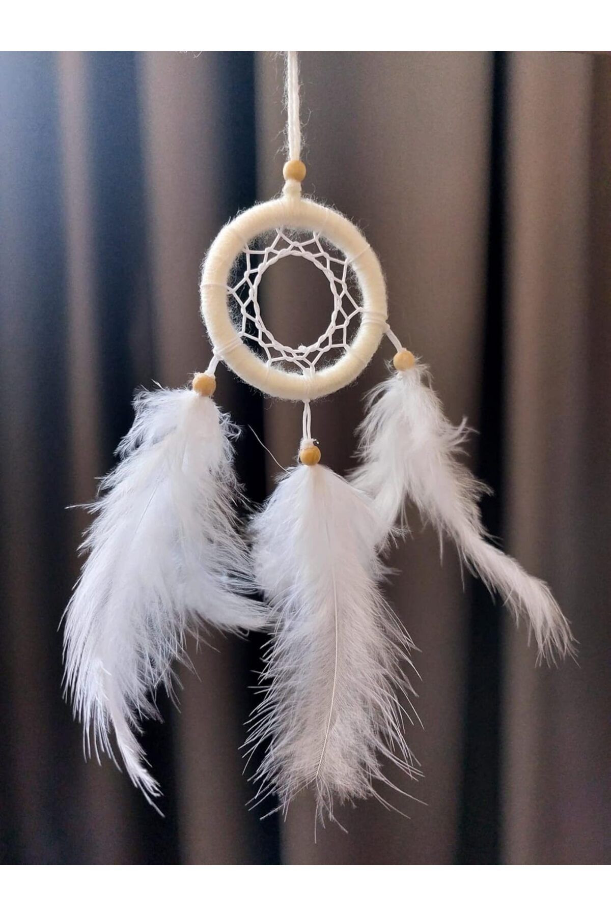 Mu Art Ahşap Mrt Dikiz Aynası Süsü/Rüya Kapanı/Düş Kapanı/Dreamcatcher/Handmade/El Yapımı Art 871301