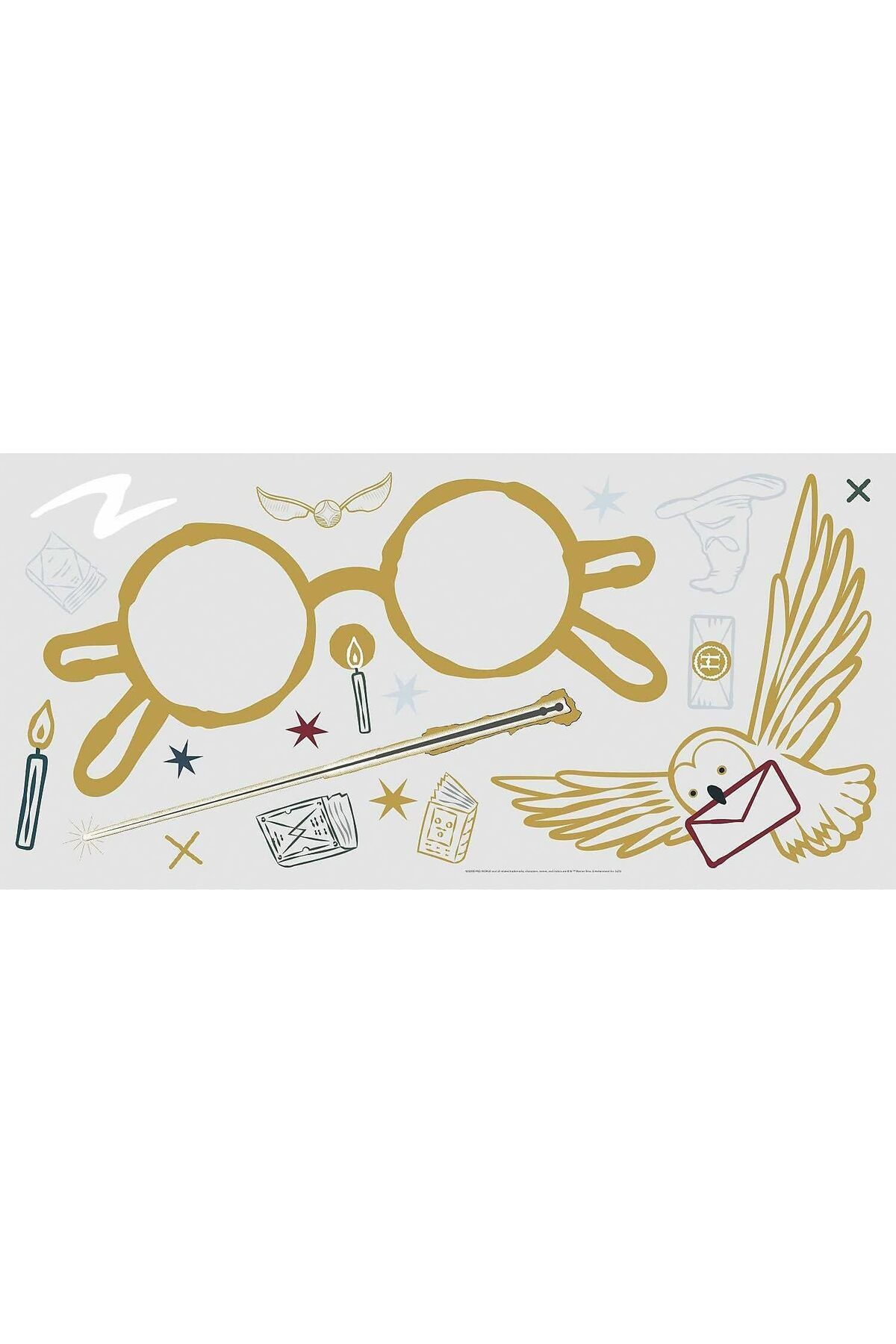 Mu Art Ahşap Mrt RMK4955GM Harry Potter Gözlükleri Dev Soyma ve Çubuk Duvar Çıkartması Art 871301