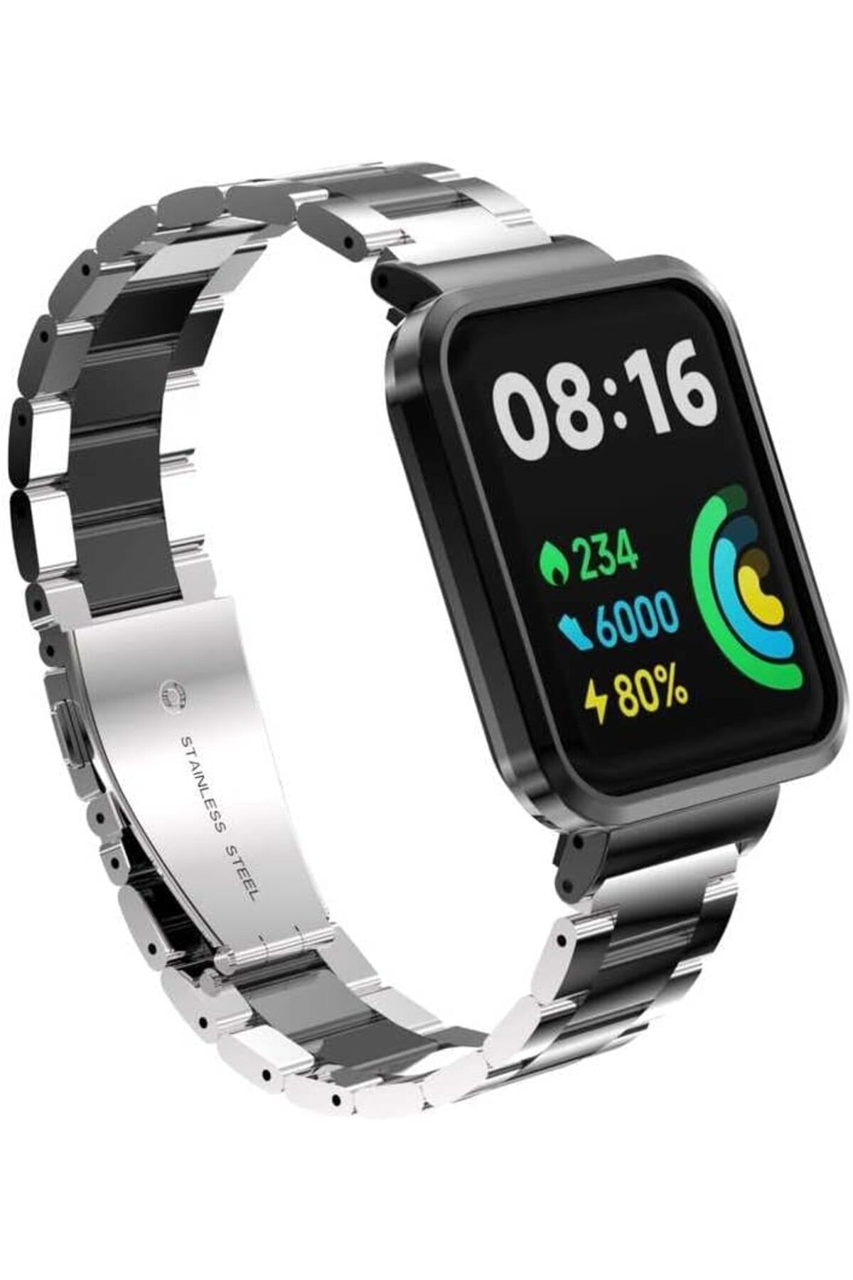 STOREMAX ELZ Xiaomi İle Uyumlu Redmi Watch 2 Lite KRD-60 Metal Kordon Gümüş-Siyah FRNTR 1127478