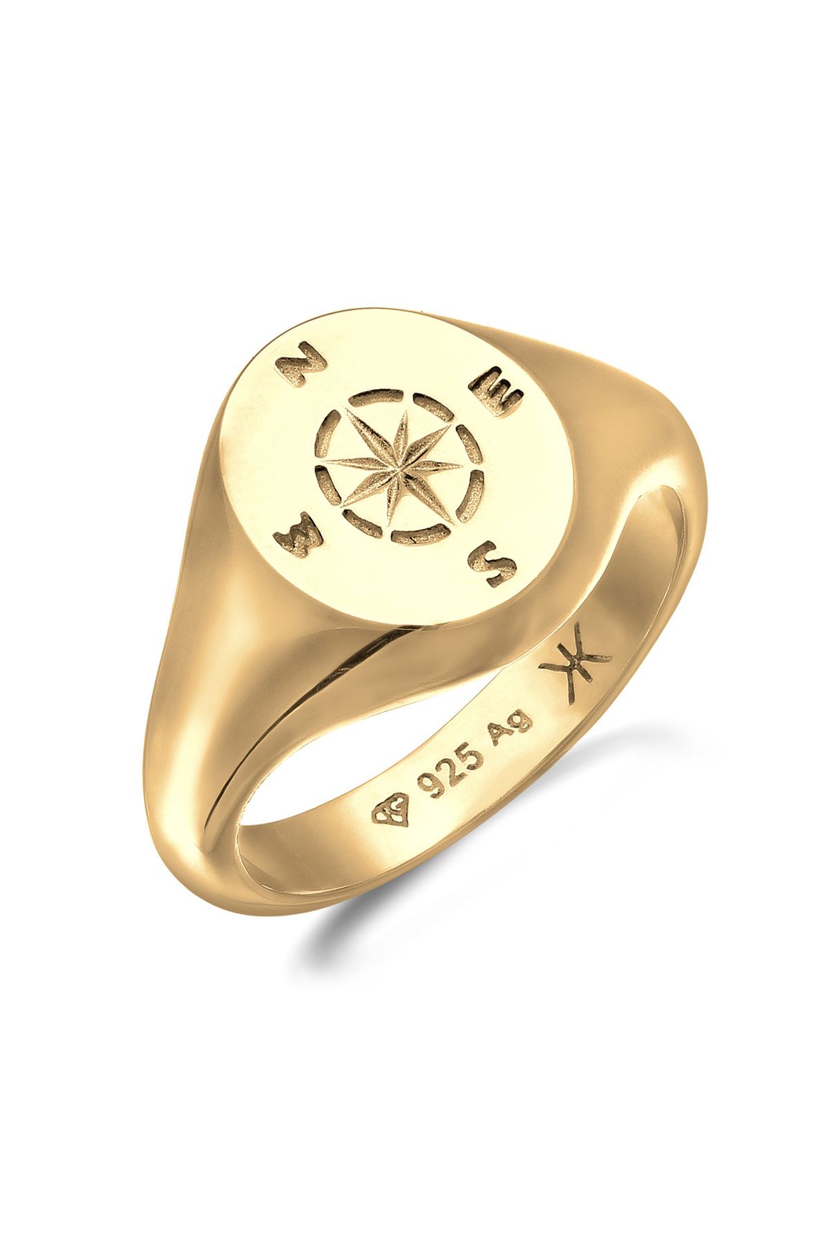 KUZZOI Ring Siegelring Kompass In 925 Sterling Silber für Herren - 66