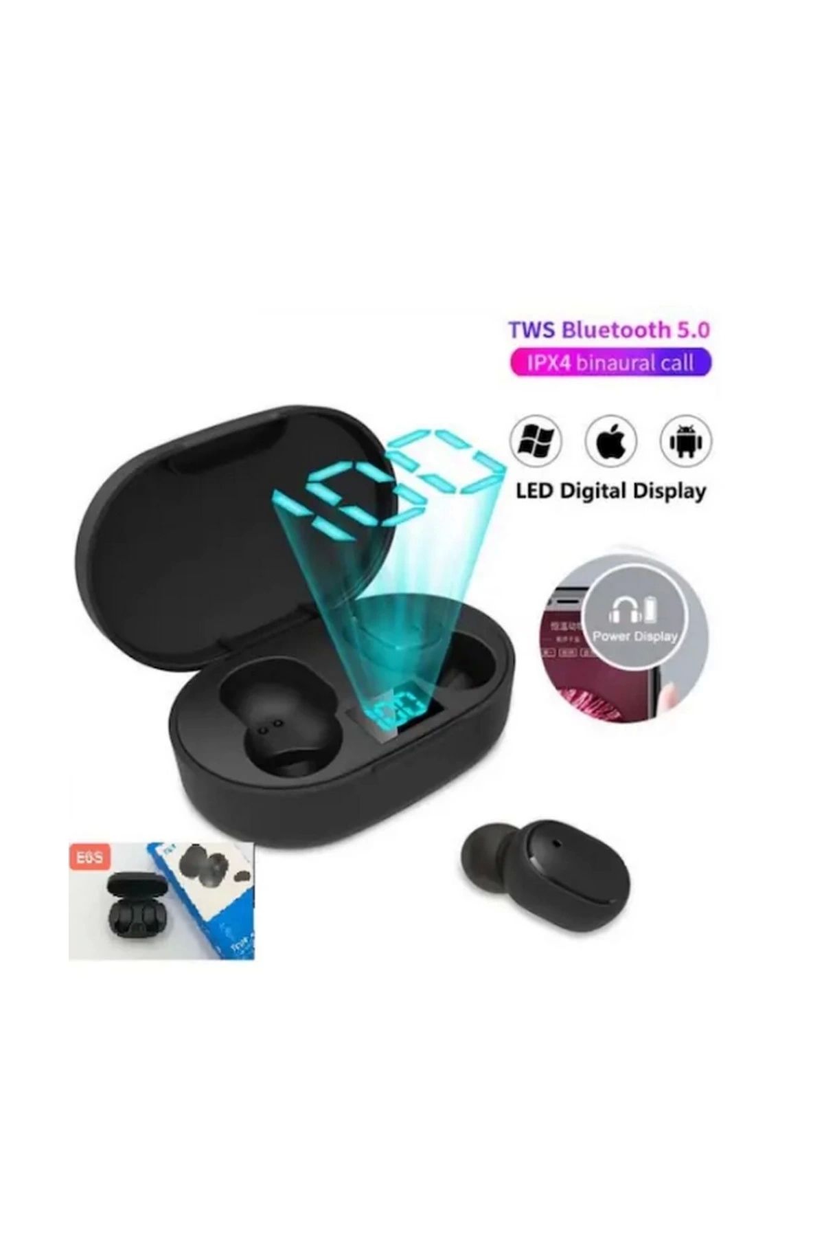 Ardan Home E6s Kablosuz Kulaklık Dijital Göstergeli Bluetooth Kulaklık 5.0