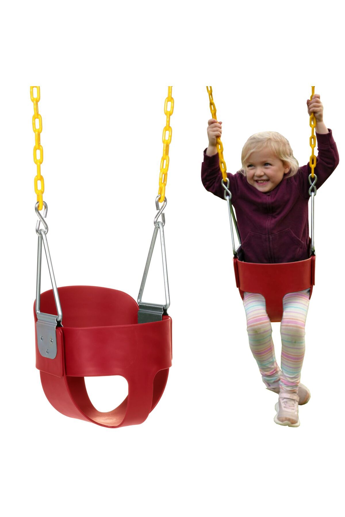 Rainbow Toys RBW TOYS Salıncak Sandalye İç/Dış Mekan Yüksek Sırtlı Salıncak Koltuğu Zincirli Set