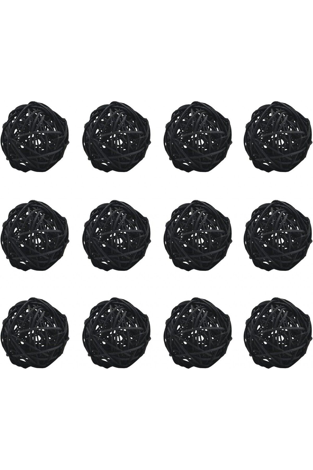 Kidlearn Set 12 Bile Decorative Kidlearn, Ratan, Negru, 6,8 Cm - One Size