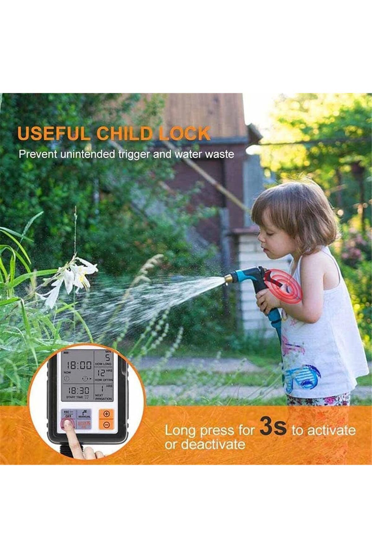 COOYA-Automatic Watering Timer, Set Watering Time, Lcd Display, Rainy Day Delay, 420g, Suitable for Garden 2