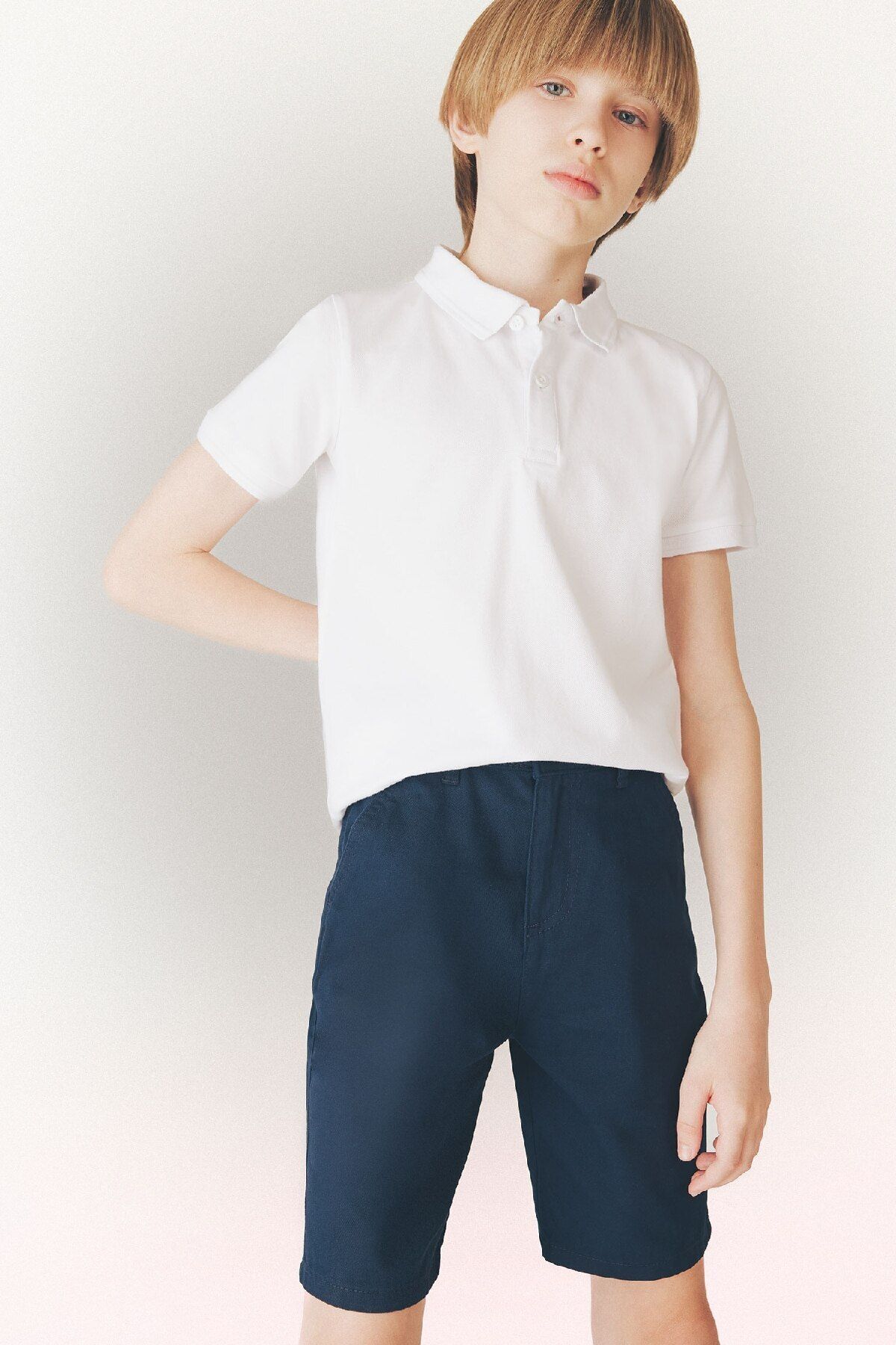 DeFacto-Αγόρι Basic Απλό Σορτς Gabardine με Τσέπη C2955A825SM 3