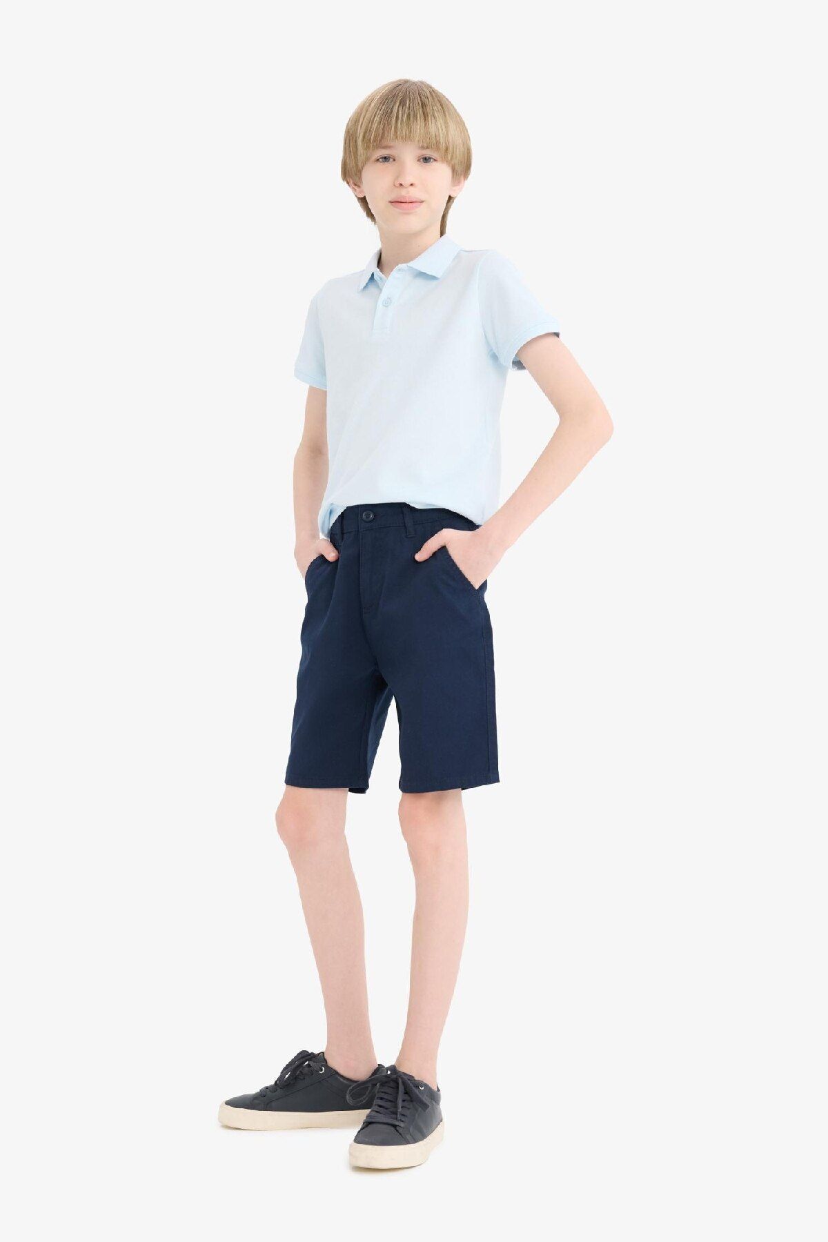 DeFacto-Αγόρι Basic Απλό Σορτς Gabardine με Τσέπη C2955A825SM 4