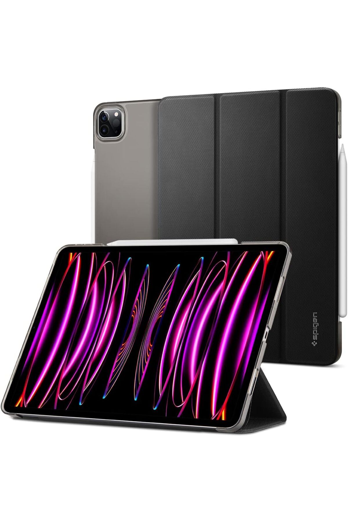 Mu Art Ahşap Mrt iPad Pro 12.9" (2022/2021) Kılıf Liquid Air Folio Black - ACS02884 Art 871301