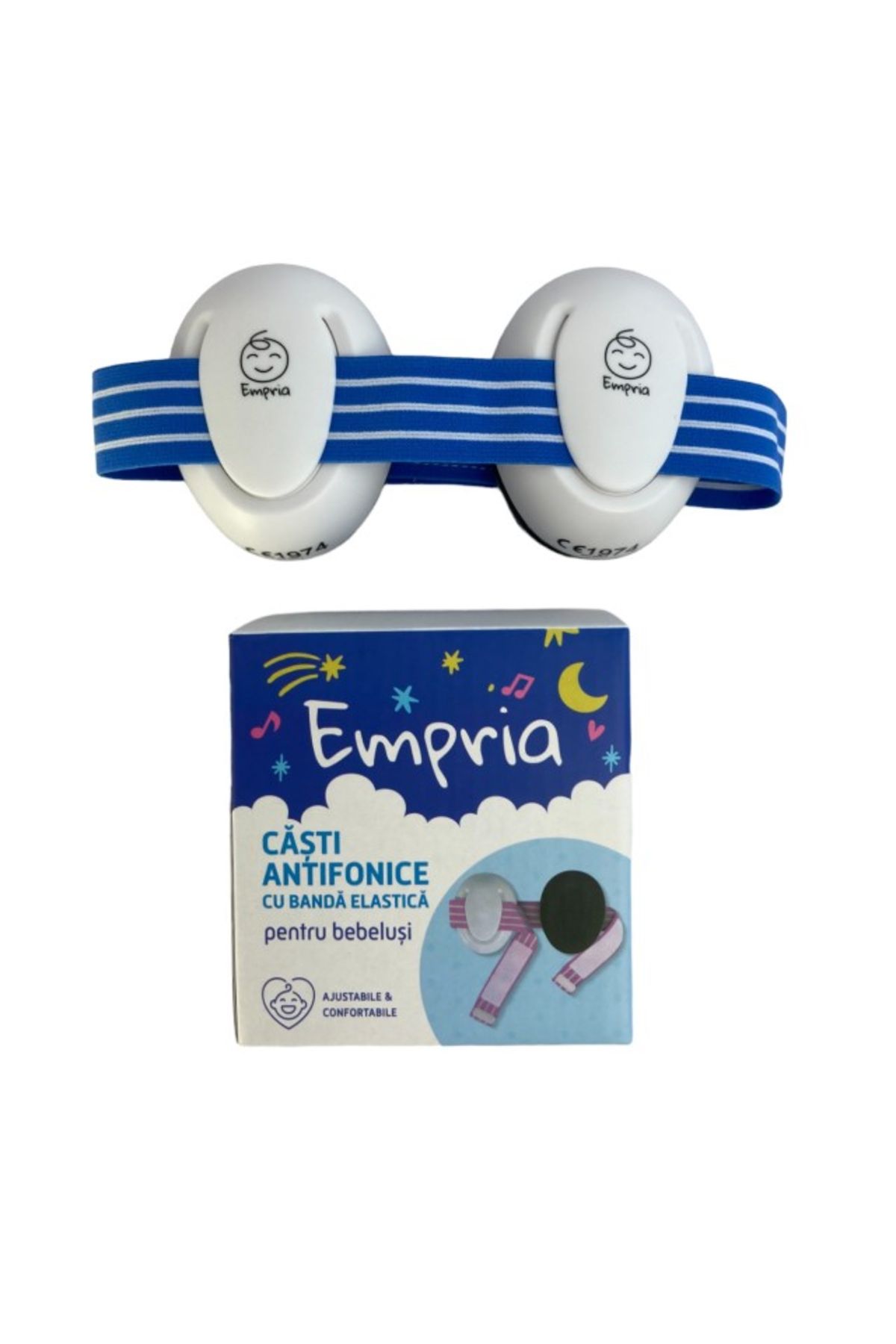 Empria Căști Pentru Urechi Pentru Bebeluși Cu Două Benzi Elastice Incluse, Roz Și Albastru, Empria - Mărime unică