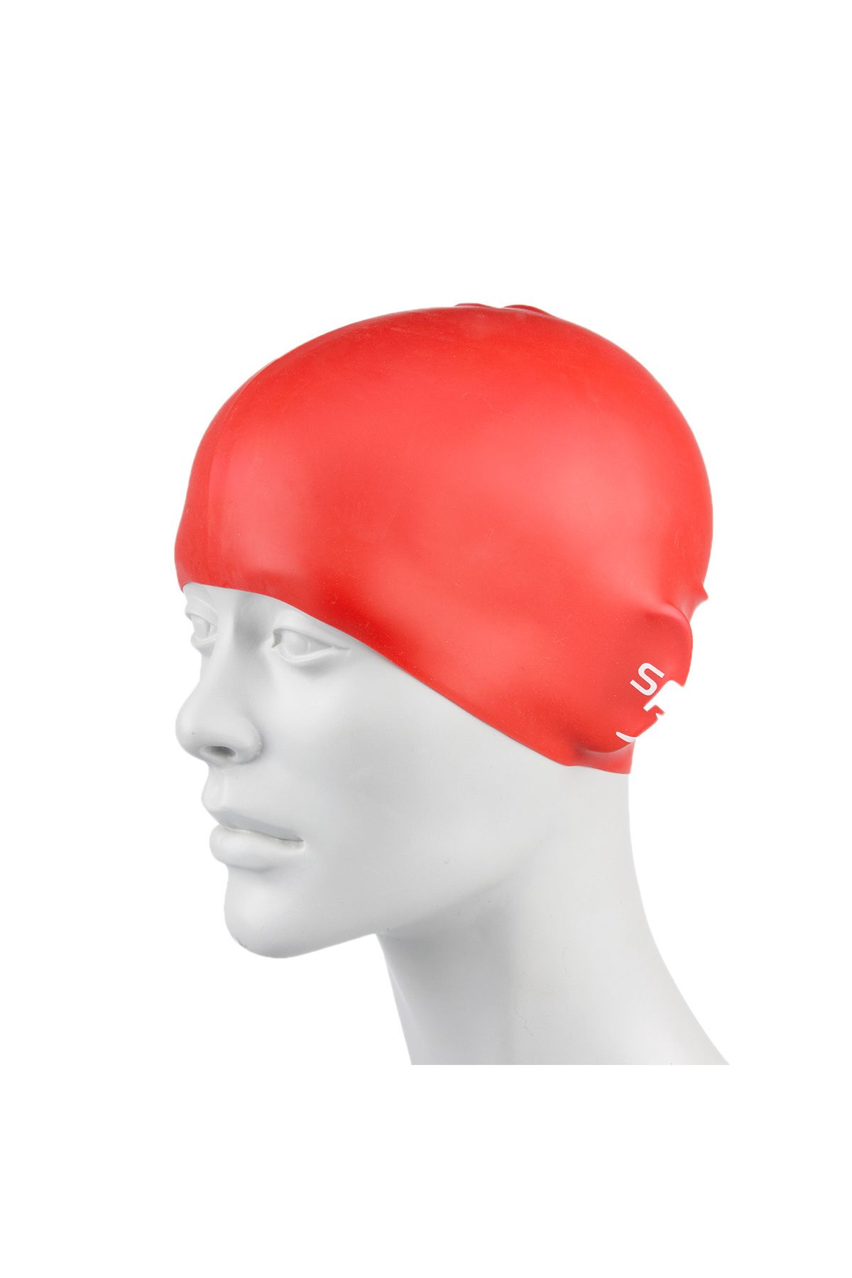 SPEEDO-Molded Silicone Cap Ju Red Unisex Children's Red Swimming Cap Unisex Children's Swimmer 1