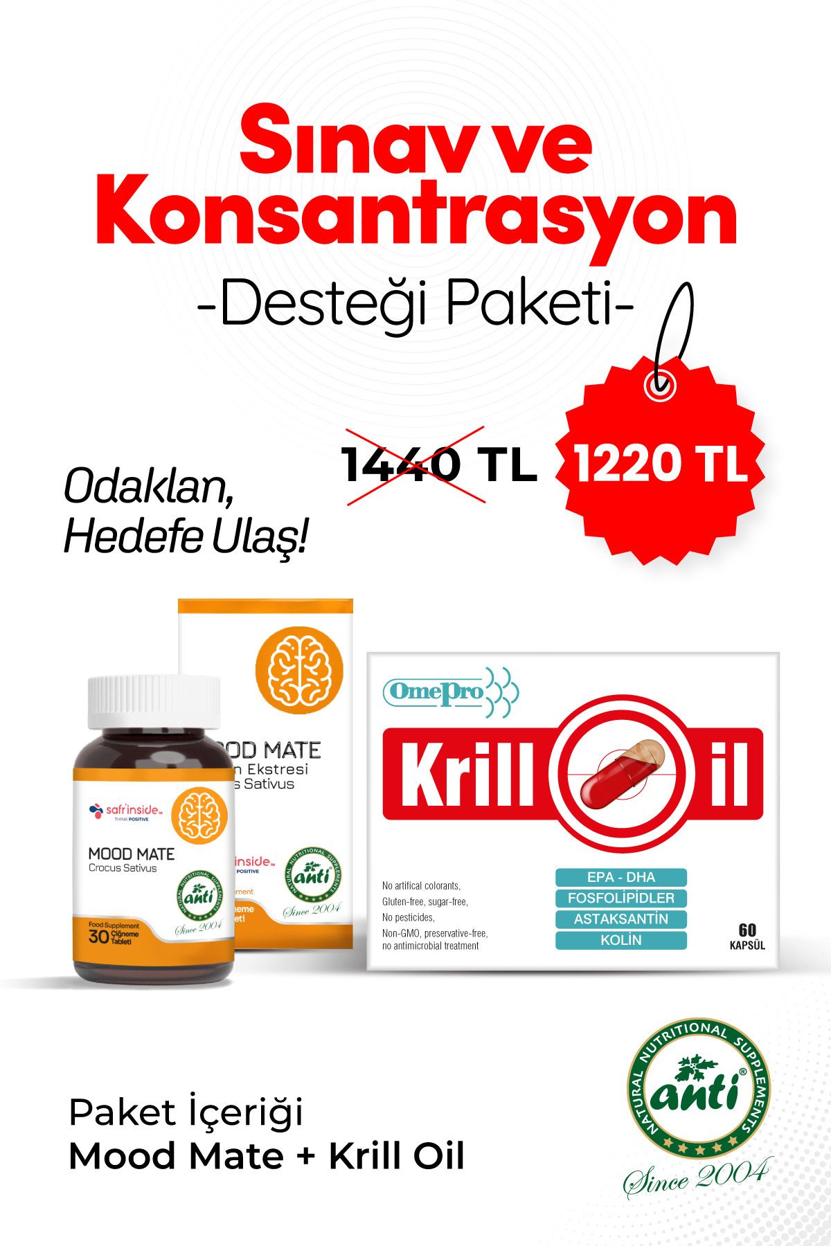 anti Sınav Ve Konsantrasyon Desteği Paketi (SAFRAN EKSTRESİ & KRİLL YAĞI)