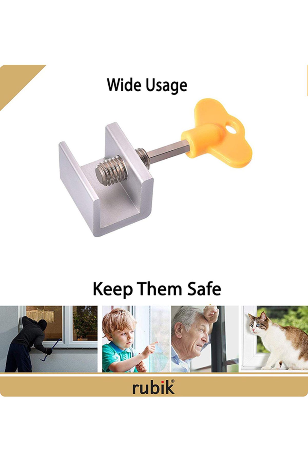 Generic-مجموعة من 4 أقفال نوافذ منزلقة من روبيك مع قفل أمان، 1.18 × 0.94 × 0.9 بوصة 2