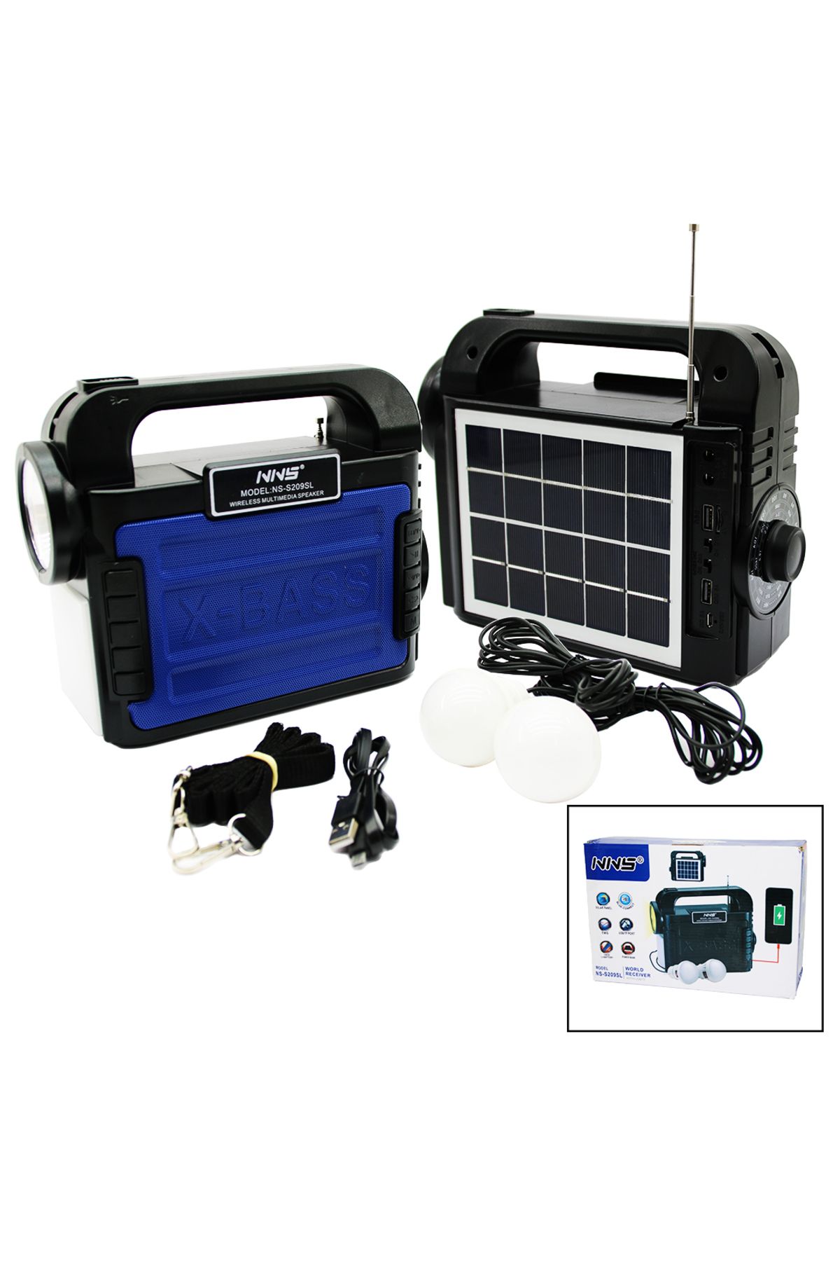 STOREMAX OZN 3IN1 - SOLAR 2İN1 EL FENERİ - RA- MP3 BLUETOOTH - USB/ TF PORT - 2 PARÇA AMPUL KABLOLU - PO