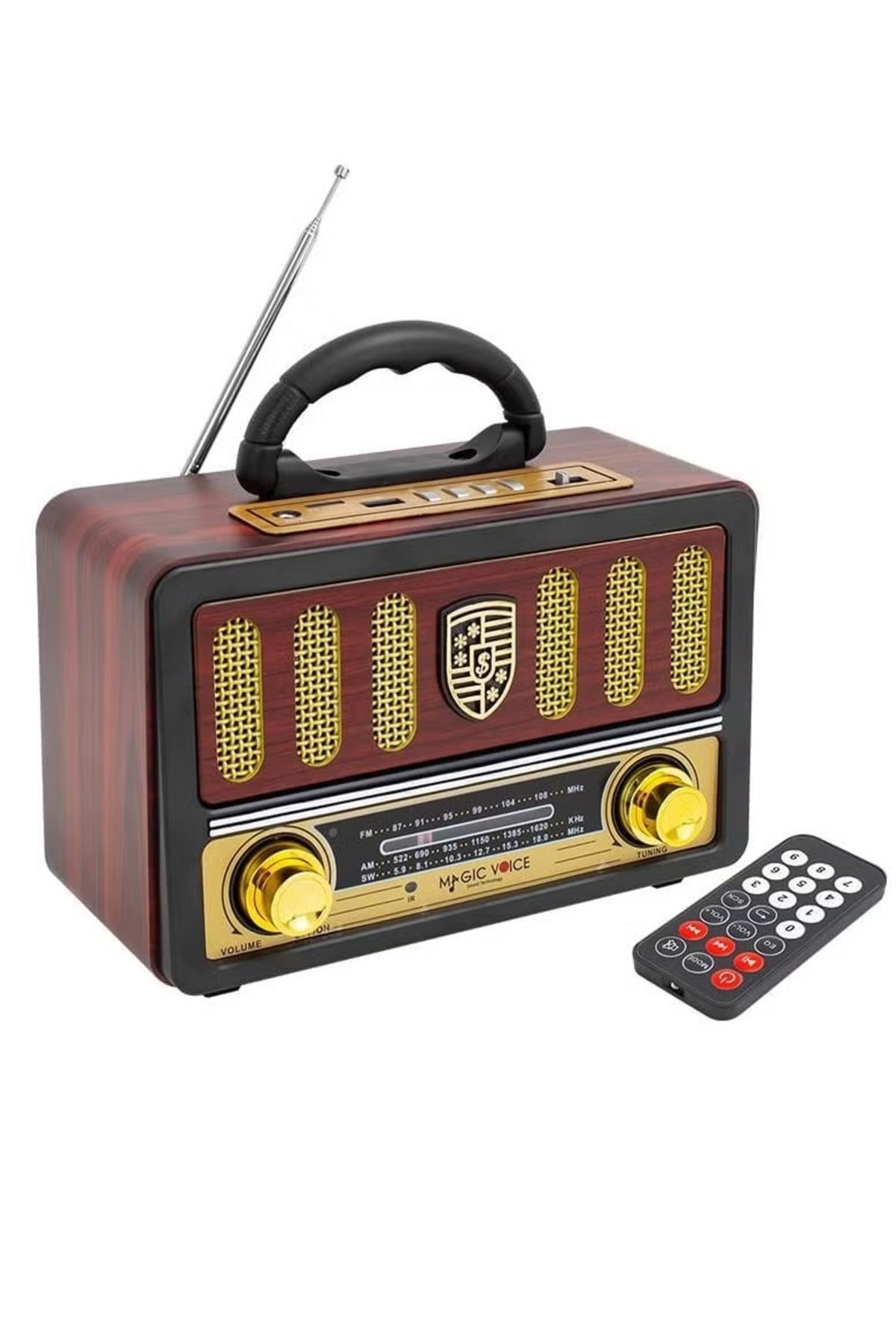 Denx-راديو HI-FI قابل لإعادة الشحن مع ريموت تحكم عن بعد، بطارية ذات سعة كبيرة، محمول ، راديو FM بنمط قديم 2