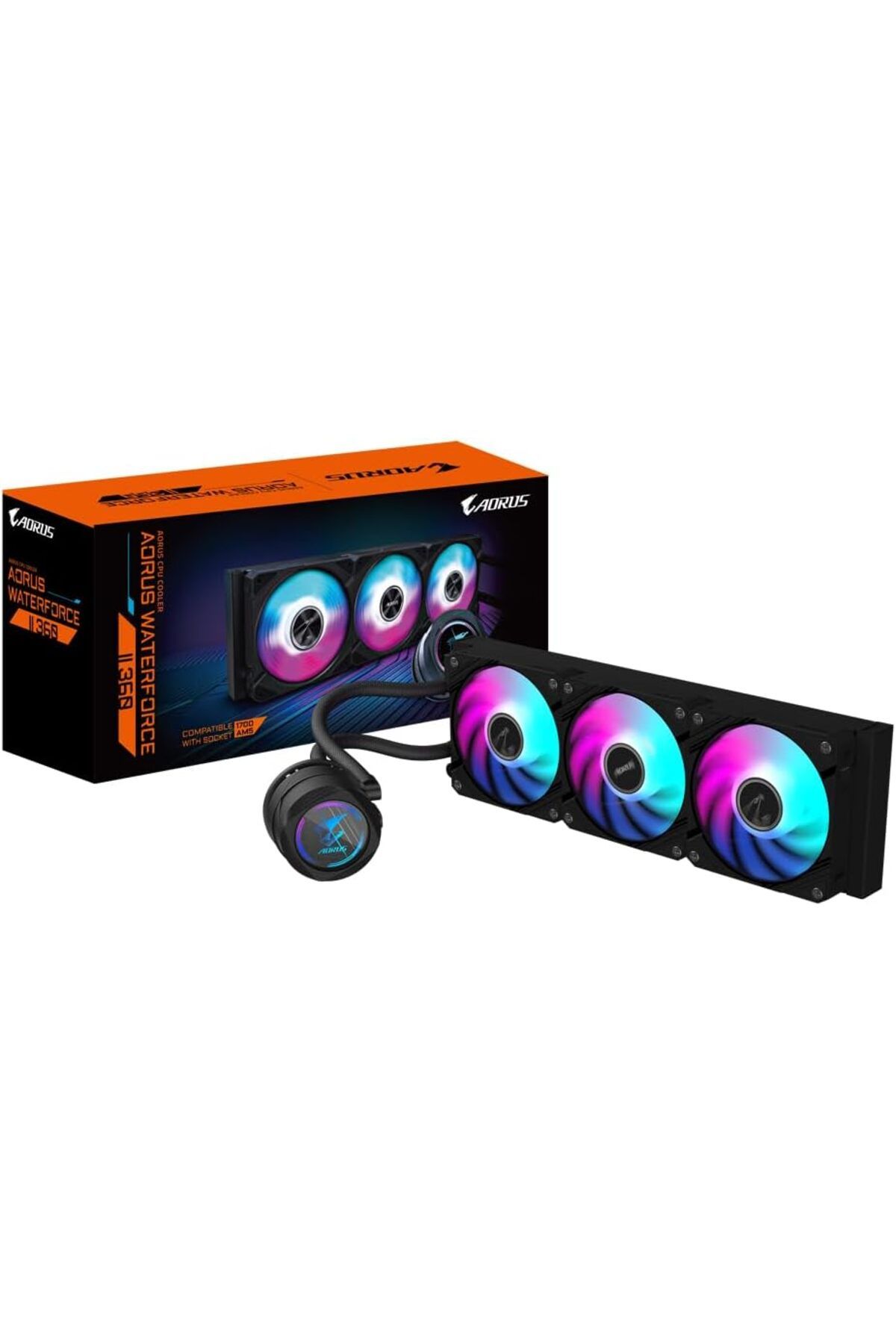 LUXE AORUS WATERFORCE II 360 AIO Sıvı CPU Soğutucu - 3x120mm ARGB Fanlar, sürgülü kilitleme mekani
