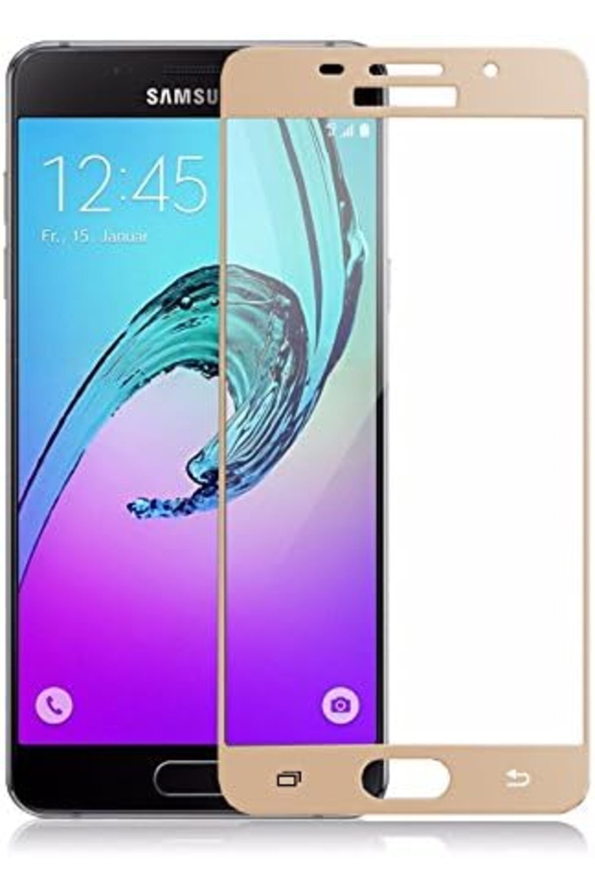 STOREMAX OZN Galaxy A3 2016 Uyumlu Full Kaplayan Temperli 5D Ekran Koruyucu Cam (Gold) OZNstre 1094633