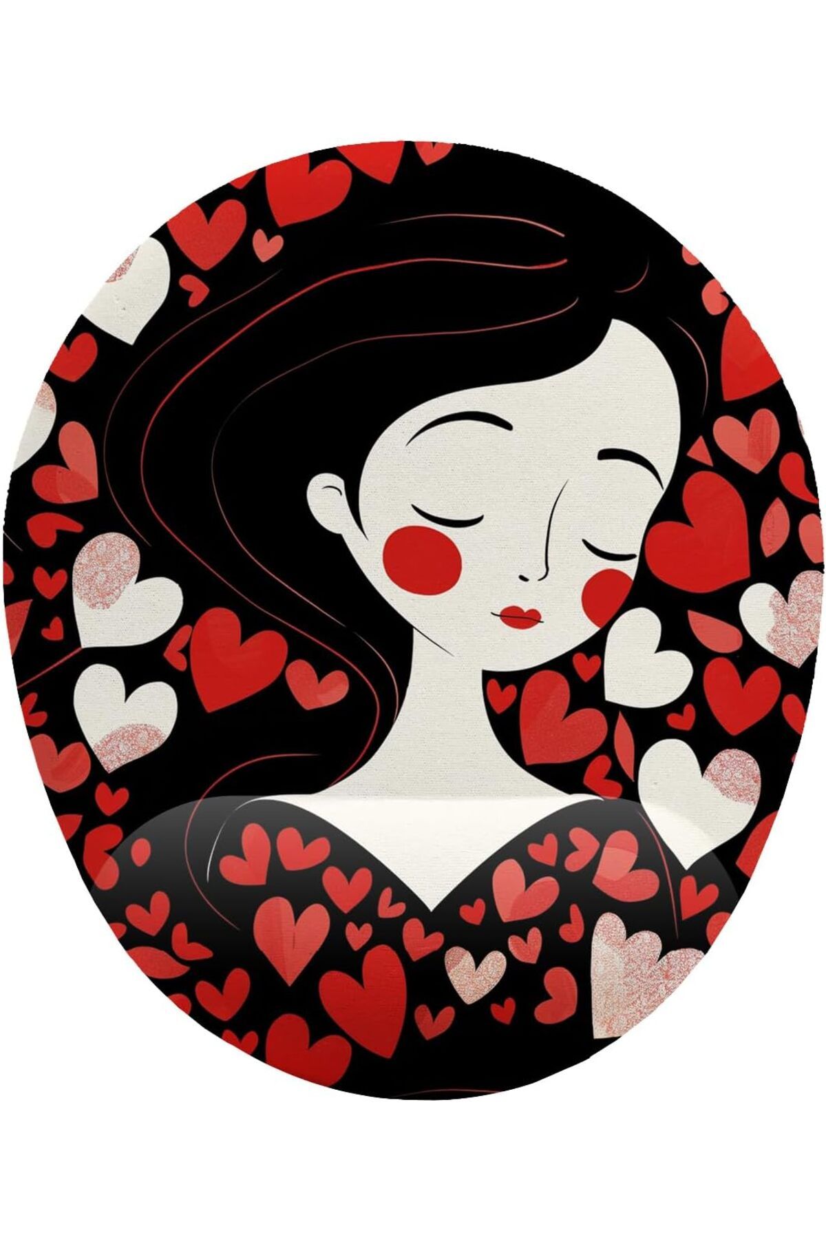 Mu Art Ahşap Mrt fikirler Kız ve Kalp Desenli Bilek Destekli Mouse Pad Art 871301