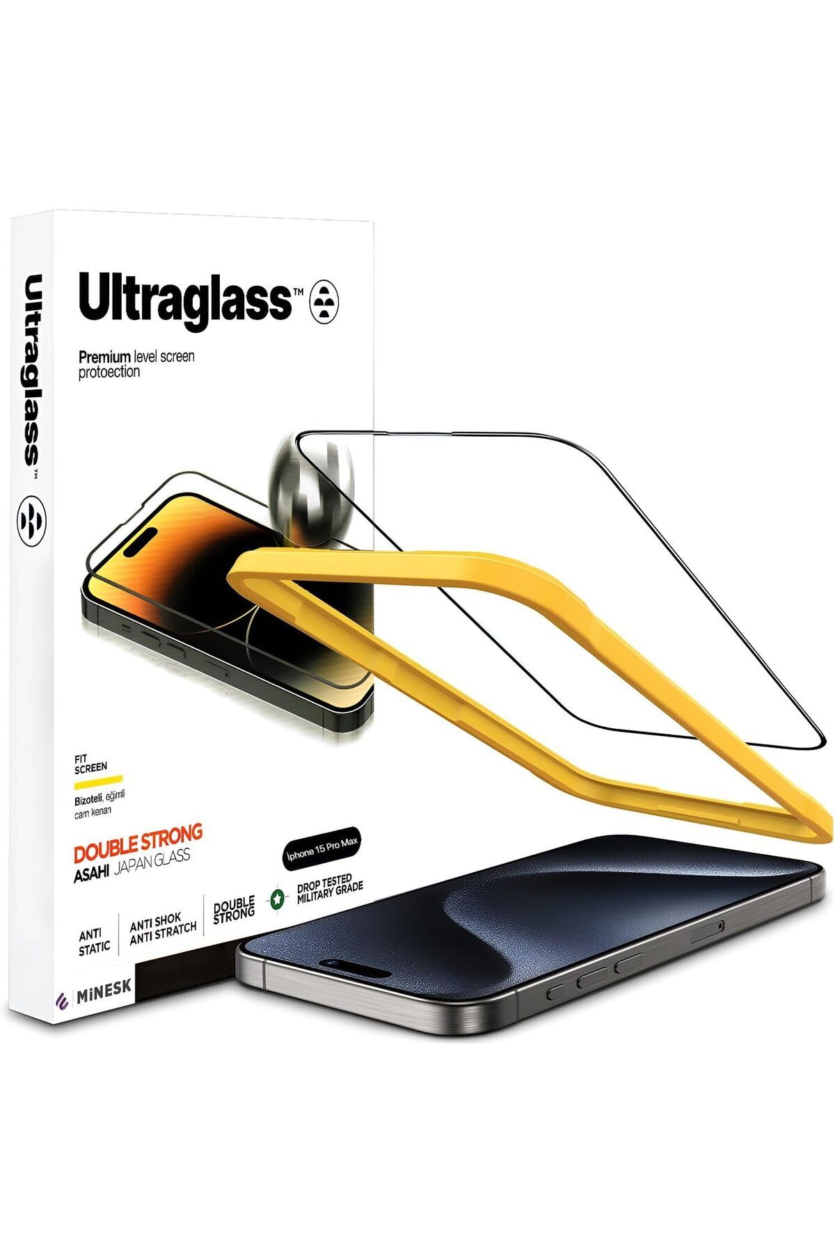 STOREMAX ELZ iphone 15 Pro Max için Super Güçlü Çizilmeye ve Darbeye Dayanıklı Hizalama Aparatlı Yük