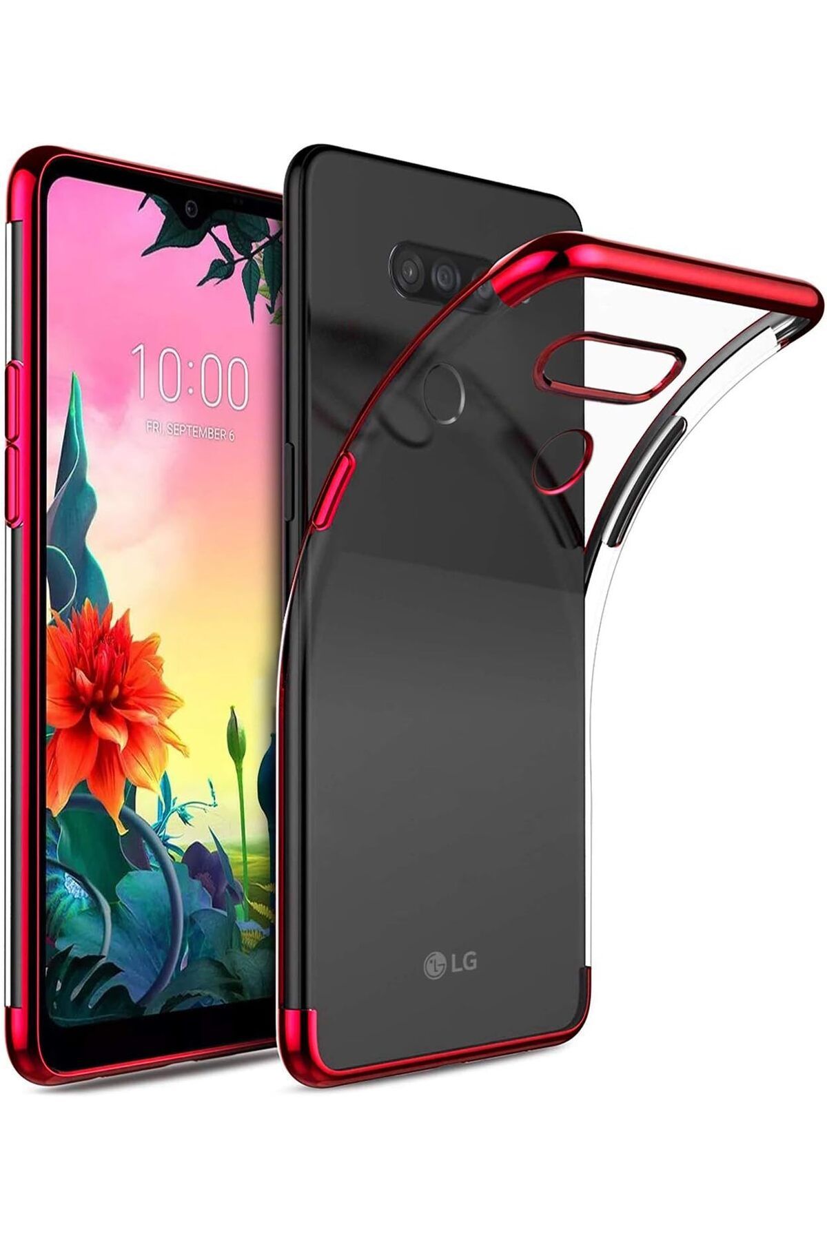 STOREMAX ELZ LG K50s Kılıf Skyfall Transparent Clear Kırmızı FRNTR 1127478