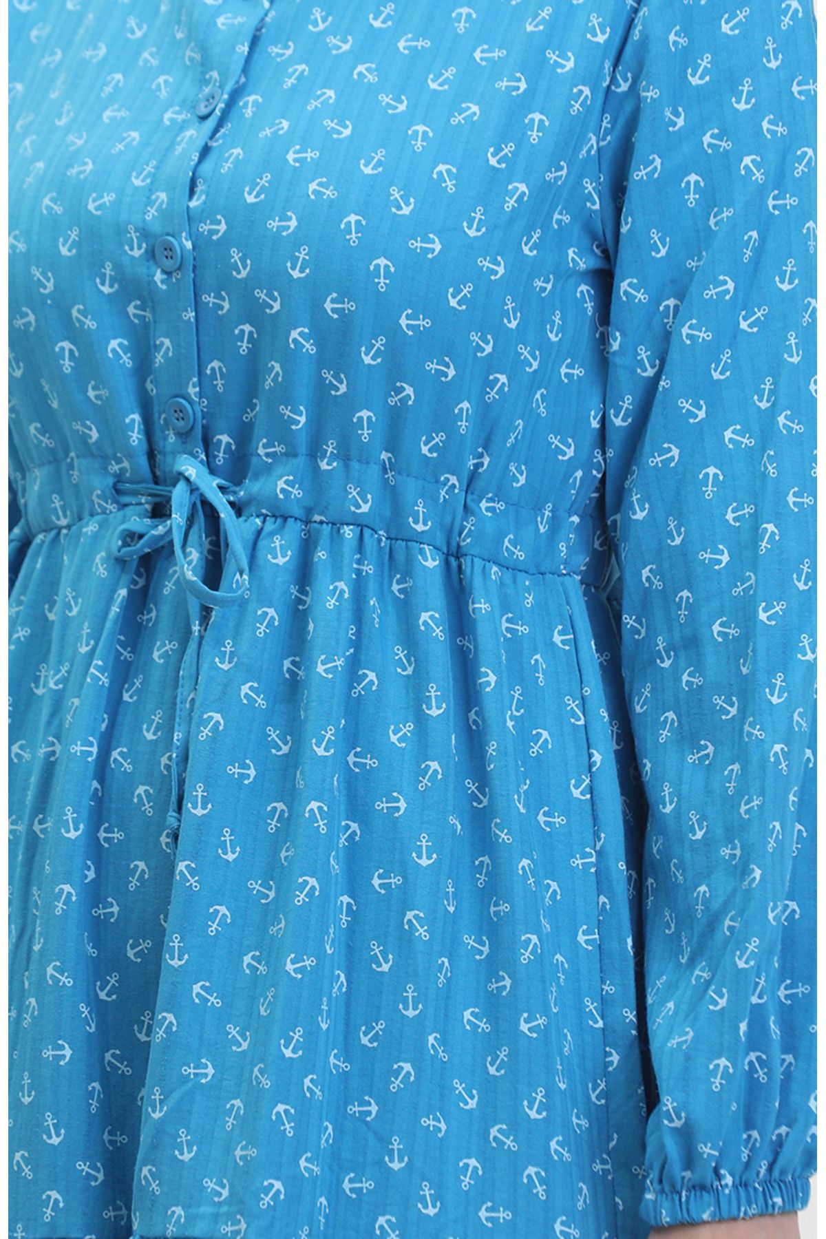 sefamerve-Rochie albastră cu model Anchor - 0400-07 5