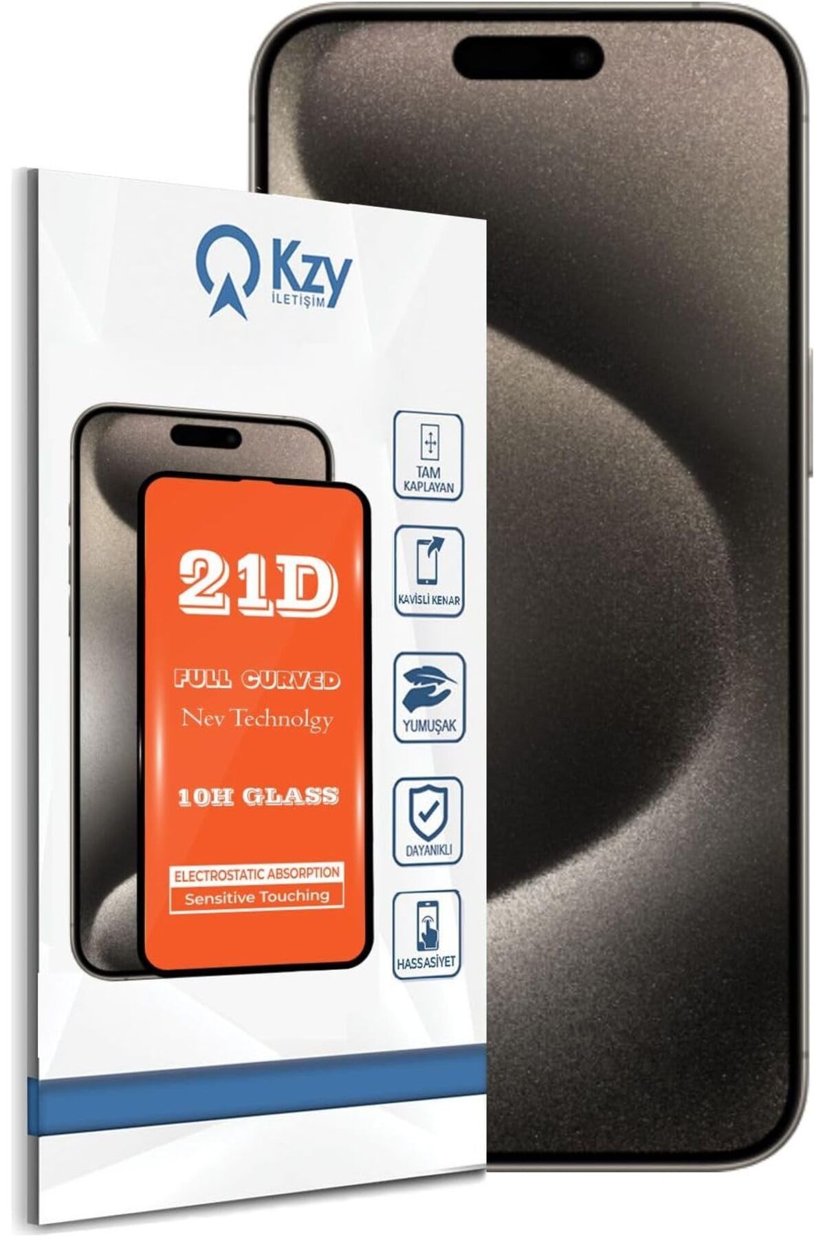 STOREMAX OZN İLETİŞİM iPhone 15 Pro Max ile Uyumlu Tam Kaplayan 21D Temperli Ekran Koruyucu Cam OZNstre