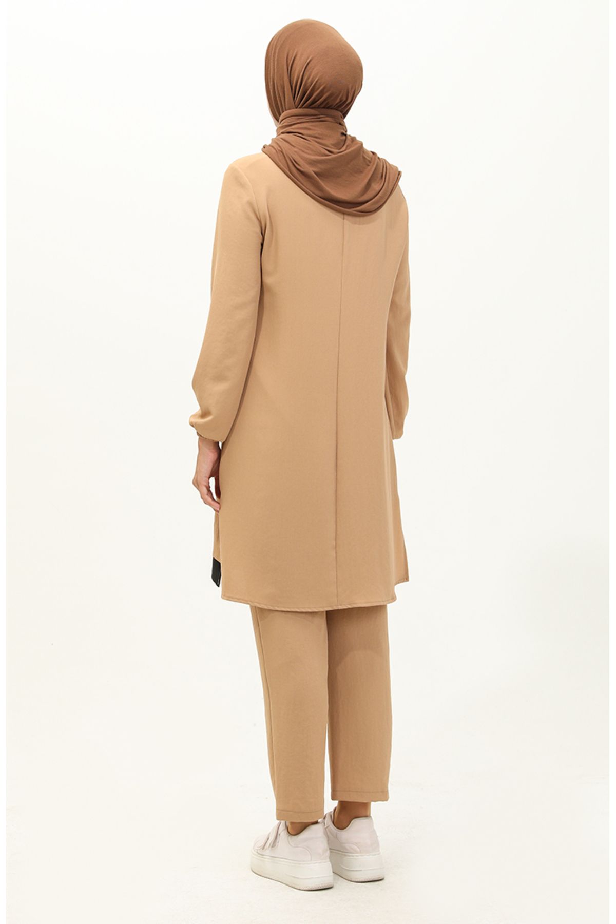 sefamerve-Aerobin Fabric Tunic and Trousers Set of Two - Mink 1003-07 5