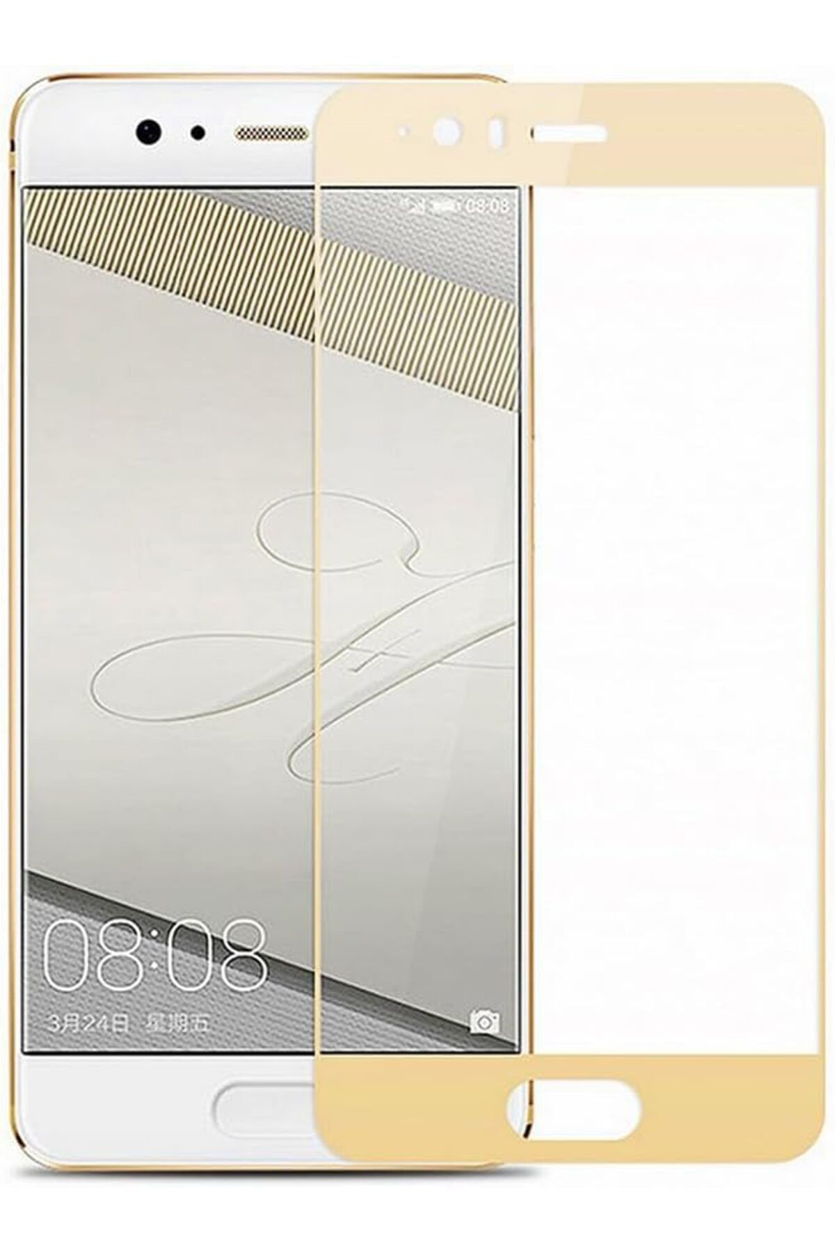 Mu Art Ahşap Mrt P10 Plus Uyumlu Full Kaplayan Temperli 5D Ekran Koruyucu Cam (Gold) Art 871301