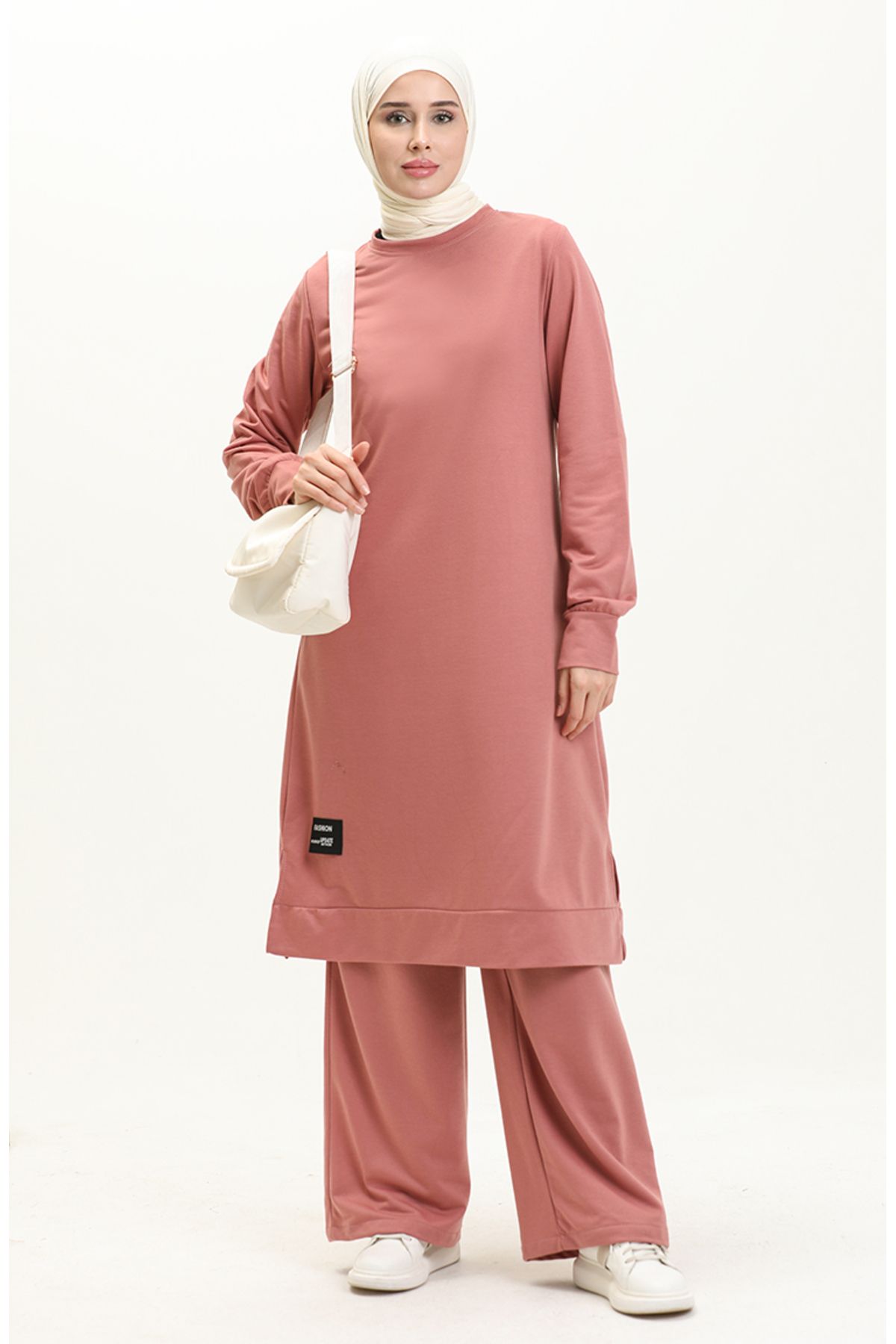 sefamerve-Dried Rose Two-String Tunic and Trousers Set - 0044-06 2