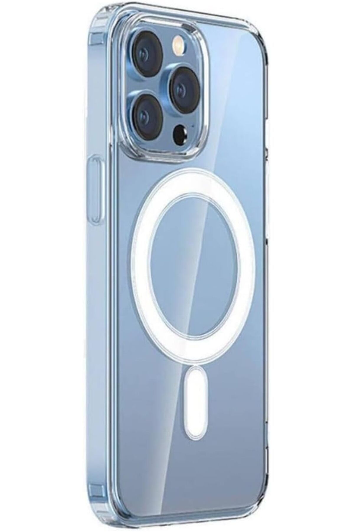 STOREMAX ELZ Aksesuar MagSafe Uyumlu Şeffaf Kılıf – iPhone 15 Pro | Sert PC Embos Kılıf | Kablosuz Şa