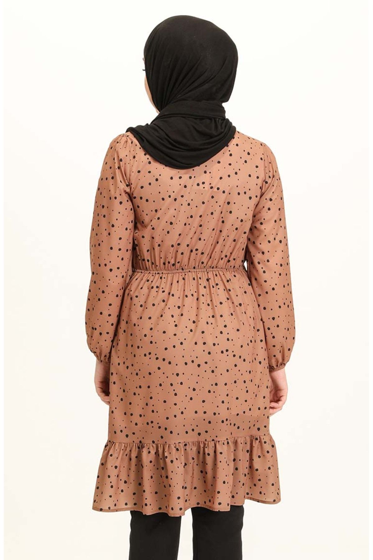 sefamerve-Milky Brown Black Gathered Tunic - 4346-07 6