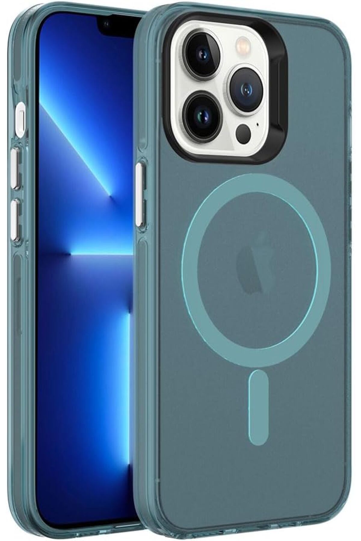 STOREMAX Rom İle Uyumlu iPhone 13 Pro Kılıf Magsafe Şarj Özellikli Buzlu Transparan C-Pro Sert Kapak Lac