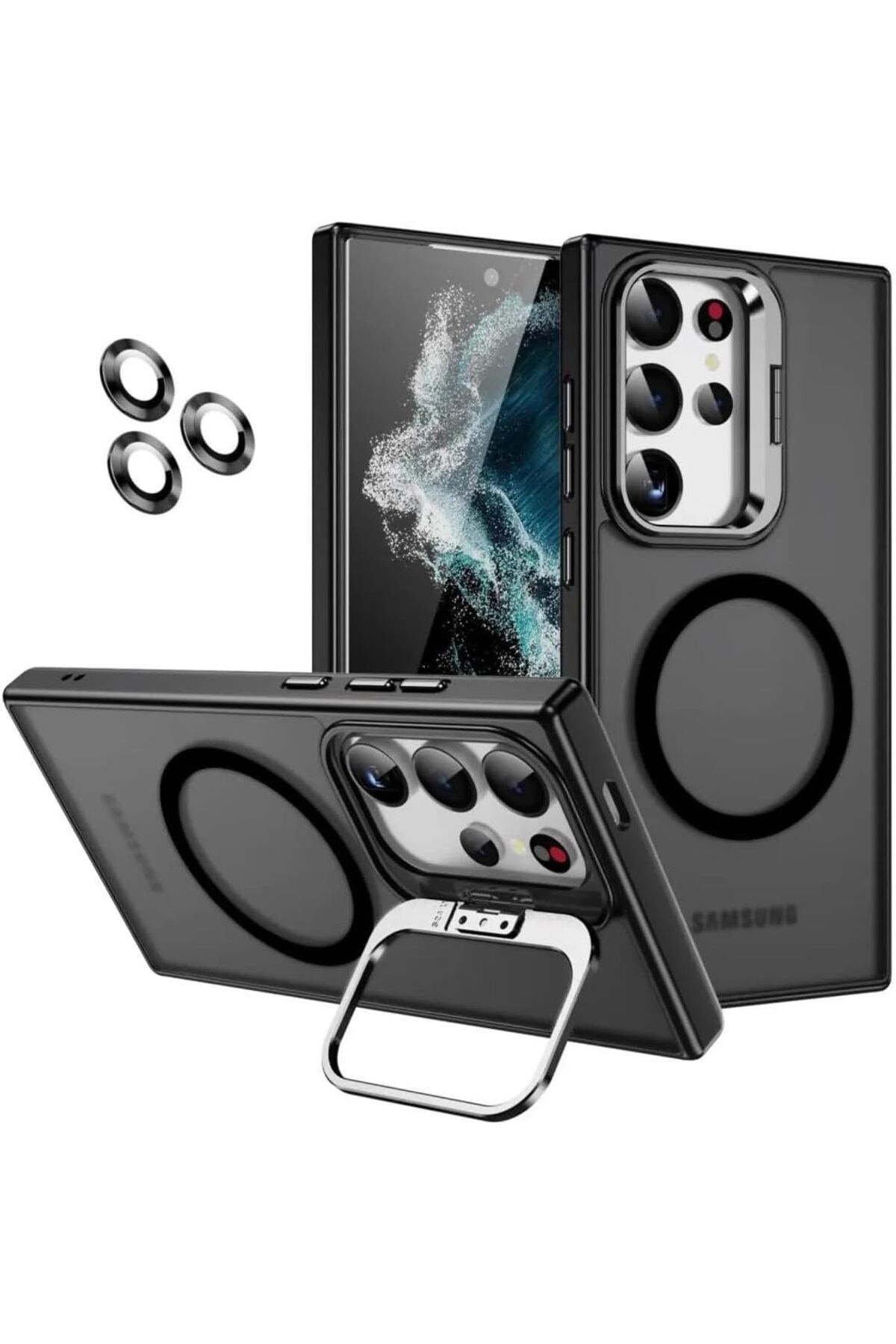 STOREMAX ELZ için Kılıf Kamera Korumalı Magsafe Wireless Şarj Özellikli Mat Şeffaf Renkli Standlı Kı