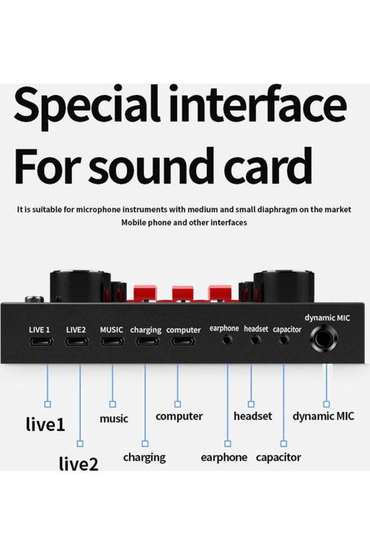 fulina-Condenser microphone set, three-layer protection system, 120kHz sampling rate, with sound card, gold 5
