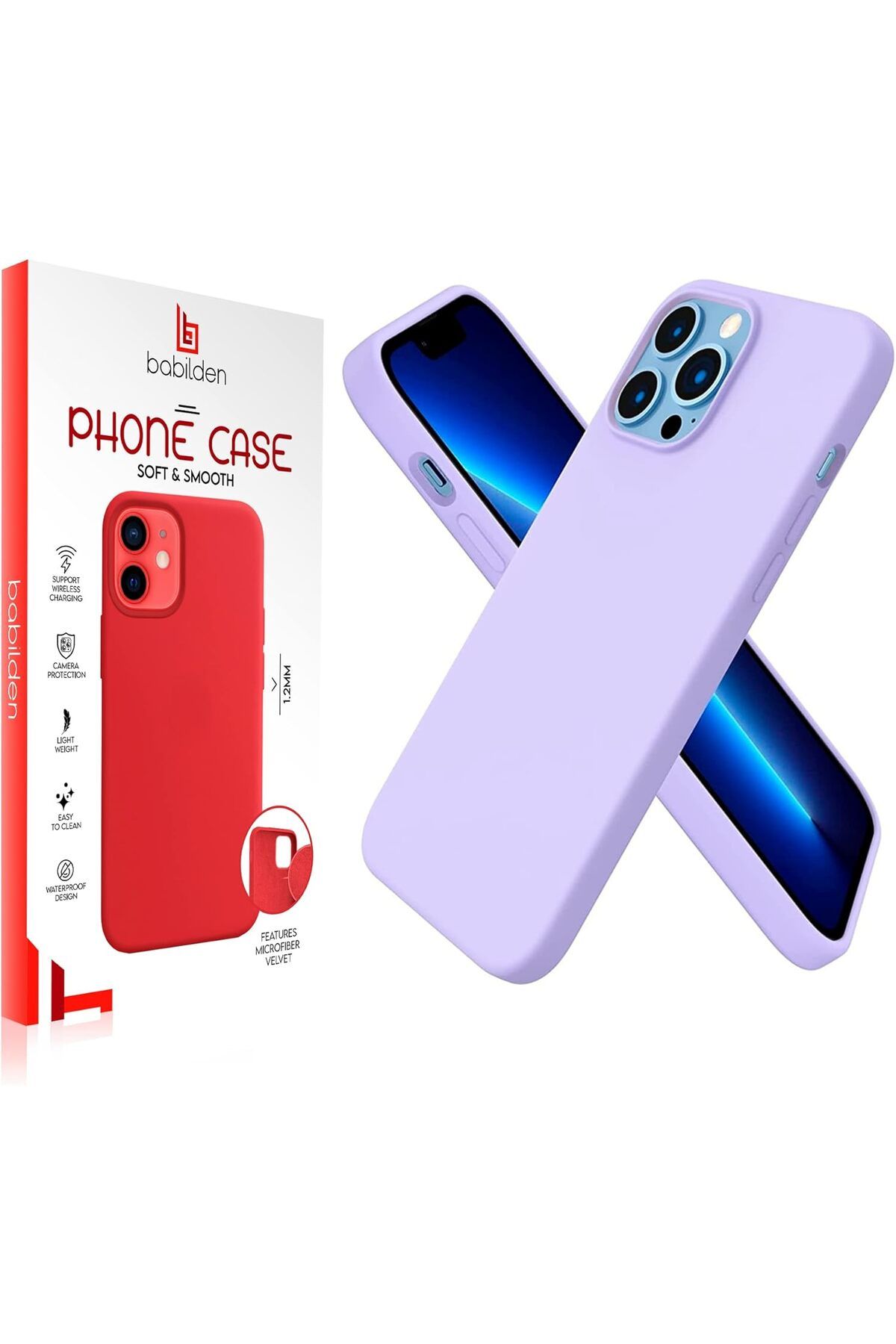 STOREMAX iPhone 13 Pro 6.1 İçi Kadife Lansman Silikon Kılıf Full Kasa Koruma Sağlayan Kılıf Lila Tren