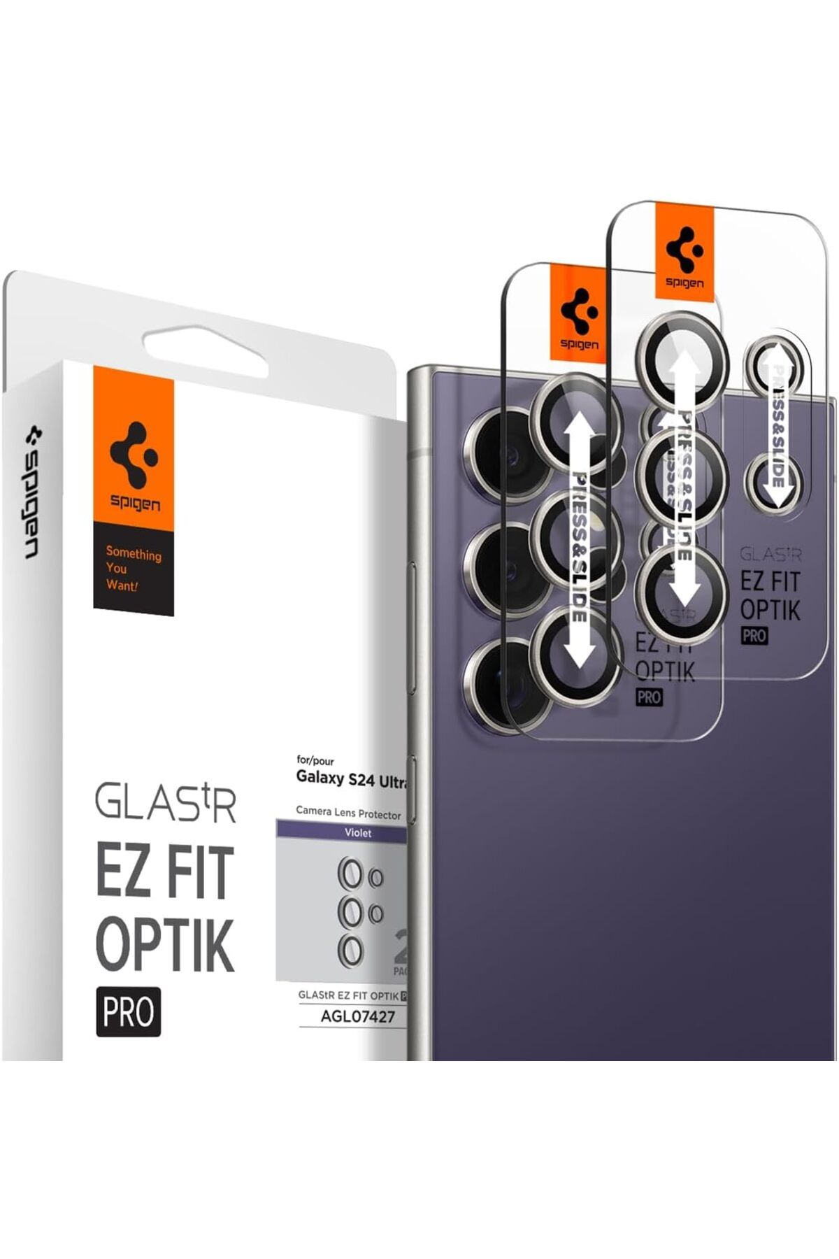 STOREMAX OZN Galaxy S24 Ultra Kamera Lens Camı Koruyucu Glas.tR EZ Fit Optik Pro (2 Adet) Violet - AGL07427