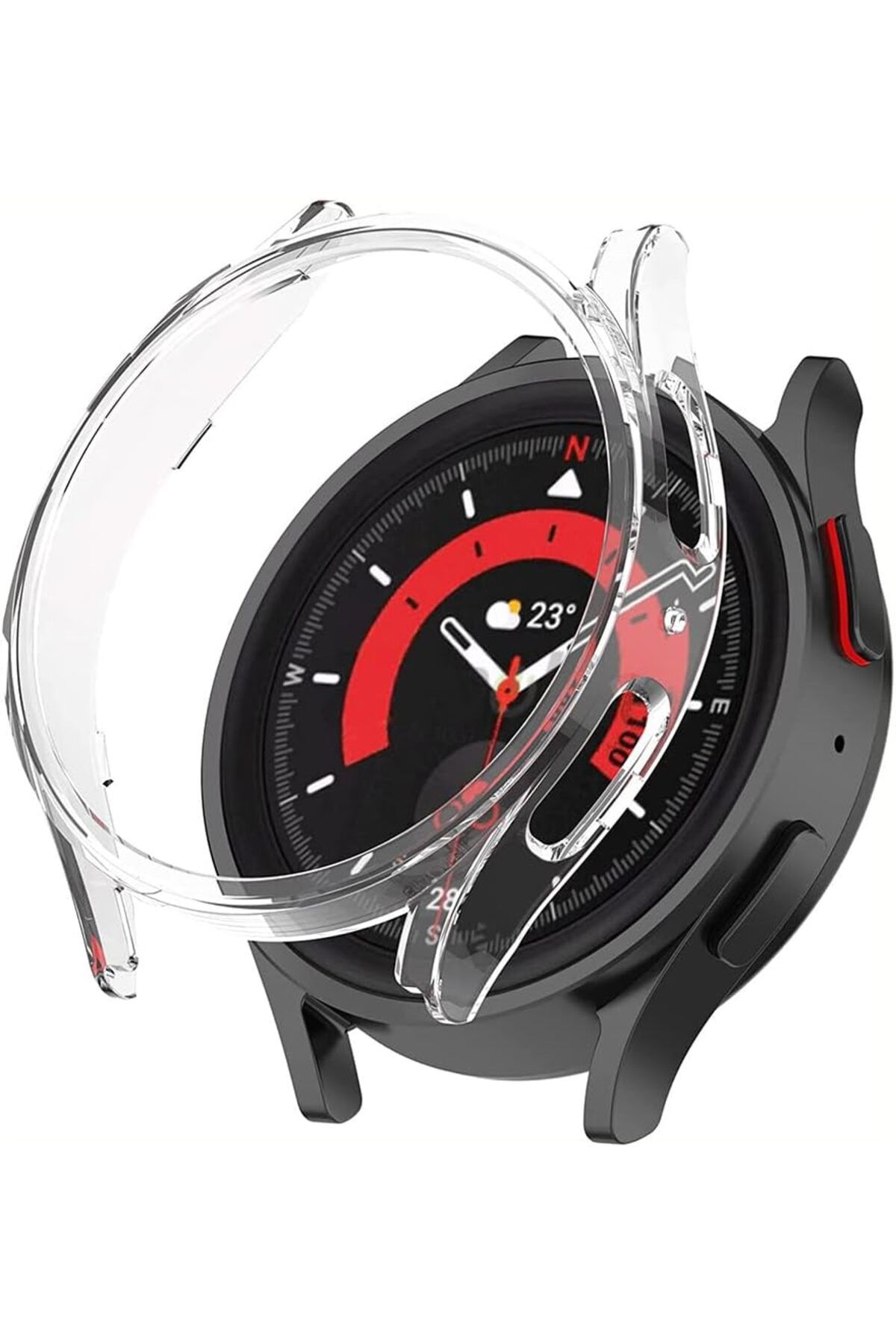 STOREMAX SRT Galaxy Watch 5 Pro 45mm için Kılıf 360 Full Round Soft Silicone Şeffaf [Galaxy Watch 5 Pro 4