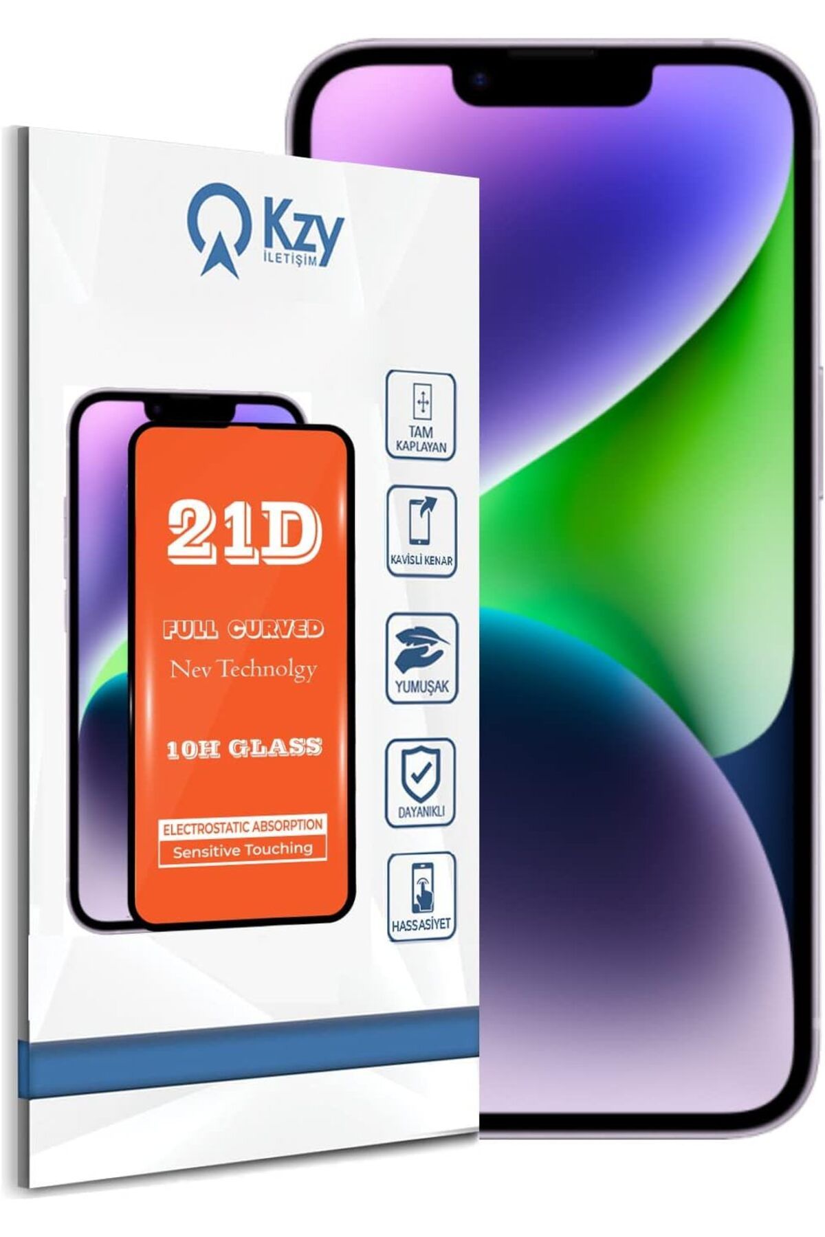 STOREMAX OZN İLETİŞİM iPhone 14 Tam Kaplayan 21D Temperli Ekran Koruyucu Cam OZNstre 1094633