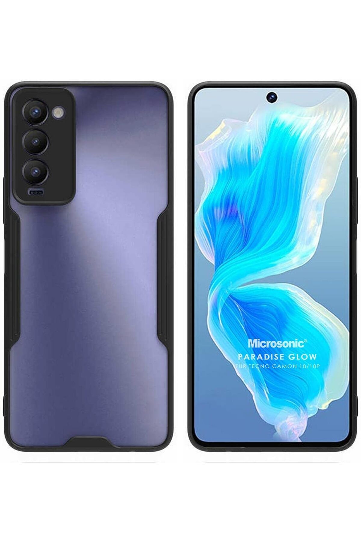STOREMAX ELZ TECNO Camon 18 için Kılıf Paradise Glow Siyah [Camon 18 ile Uyumlu Kılıf - Siyah] FRNTR 112